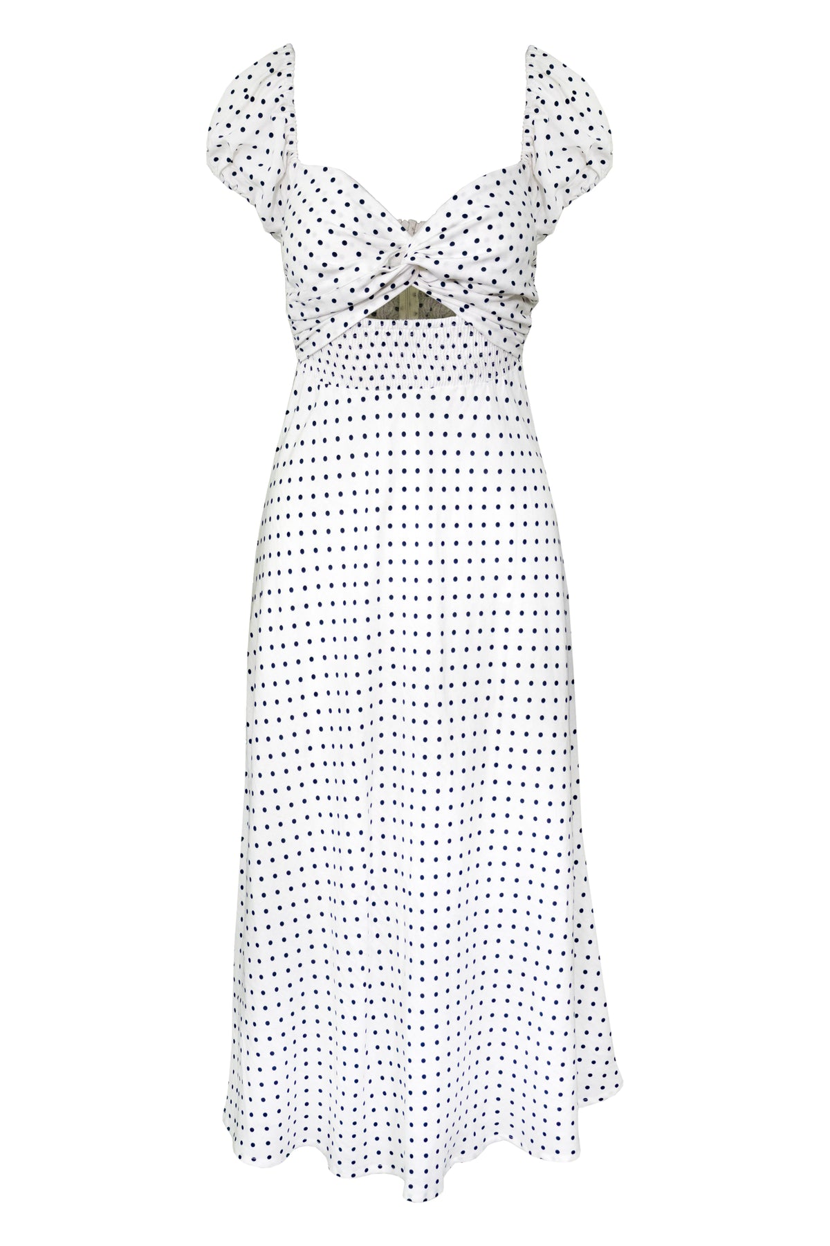 Gia Midi Dress | White Polka Dot