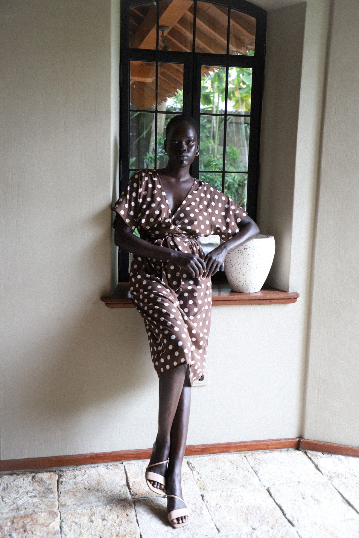 Melody Midi Dress | Espresso Dot