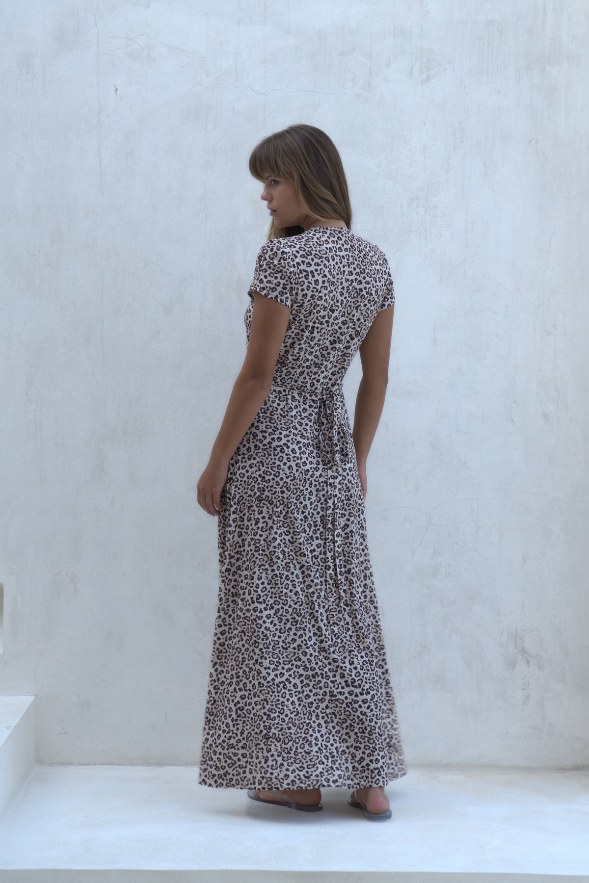 Alexa Maxi Wrap Dress | Snow Leopard