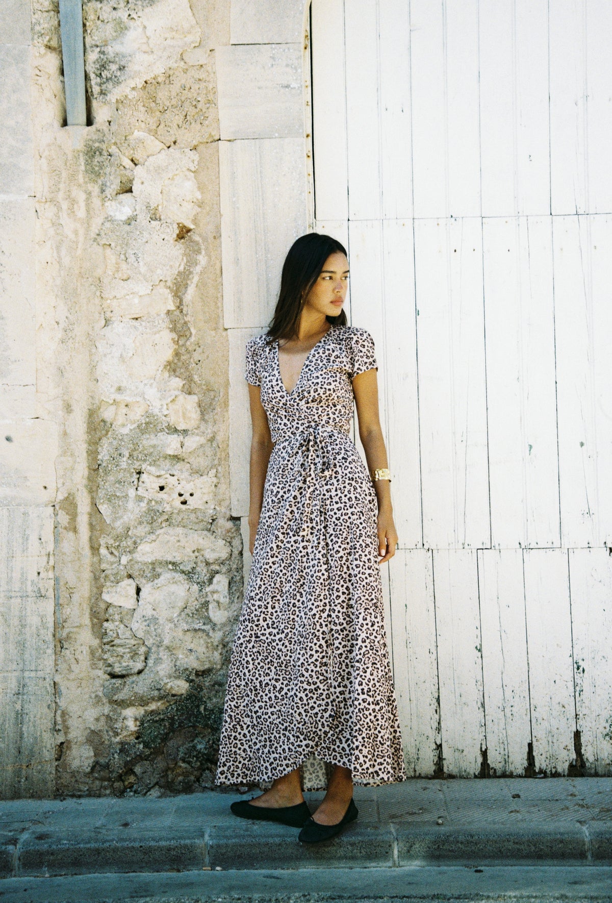 Alexa Maxi Wrap Dress | Snow Leopard