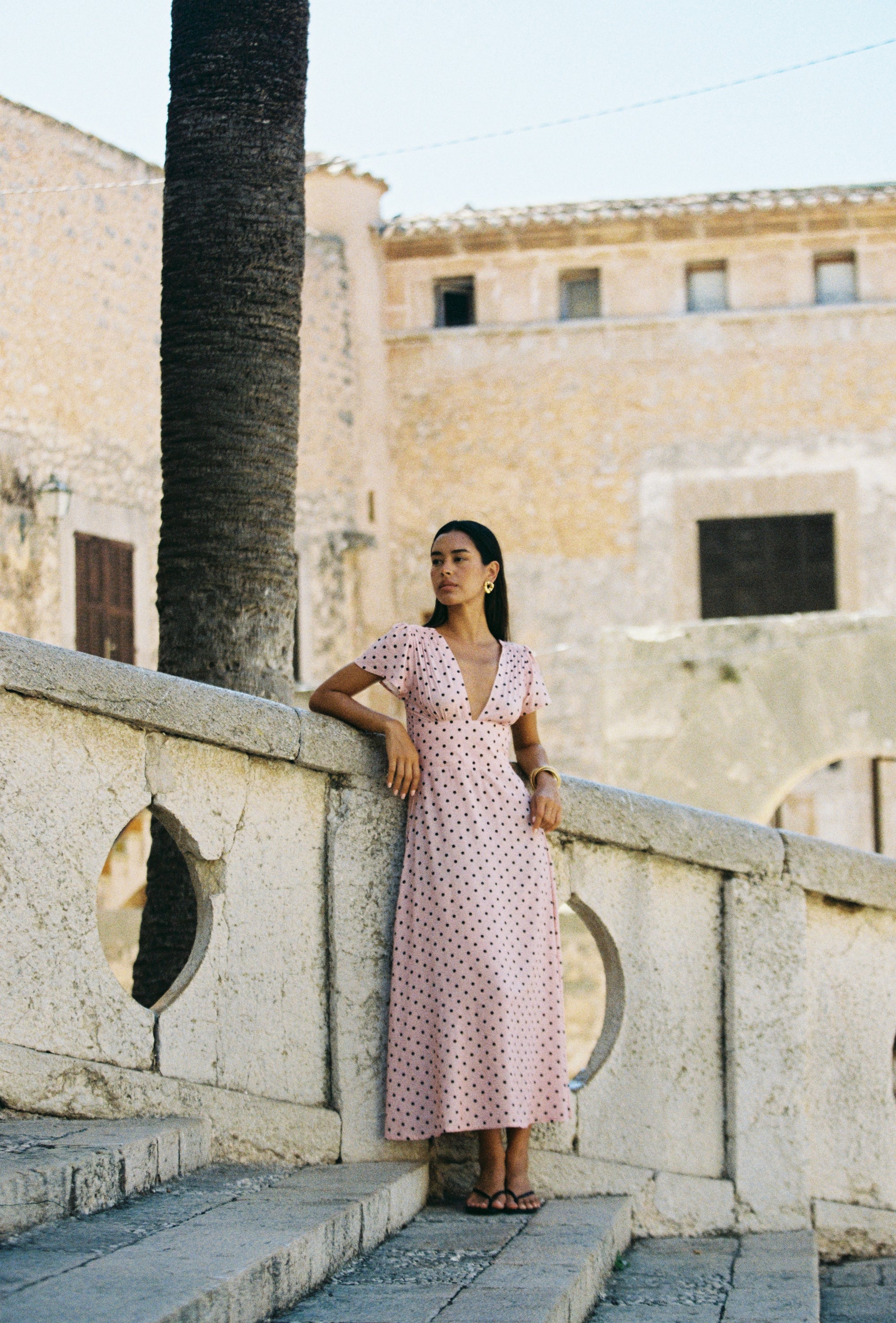 Margot Maxi Dress | Pink Polka Dots