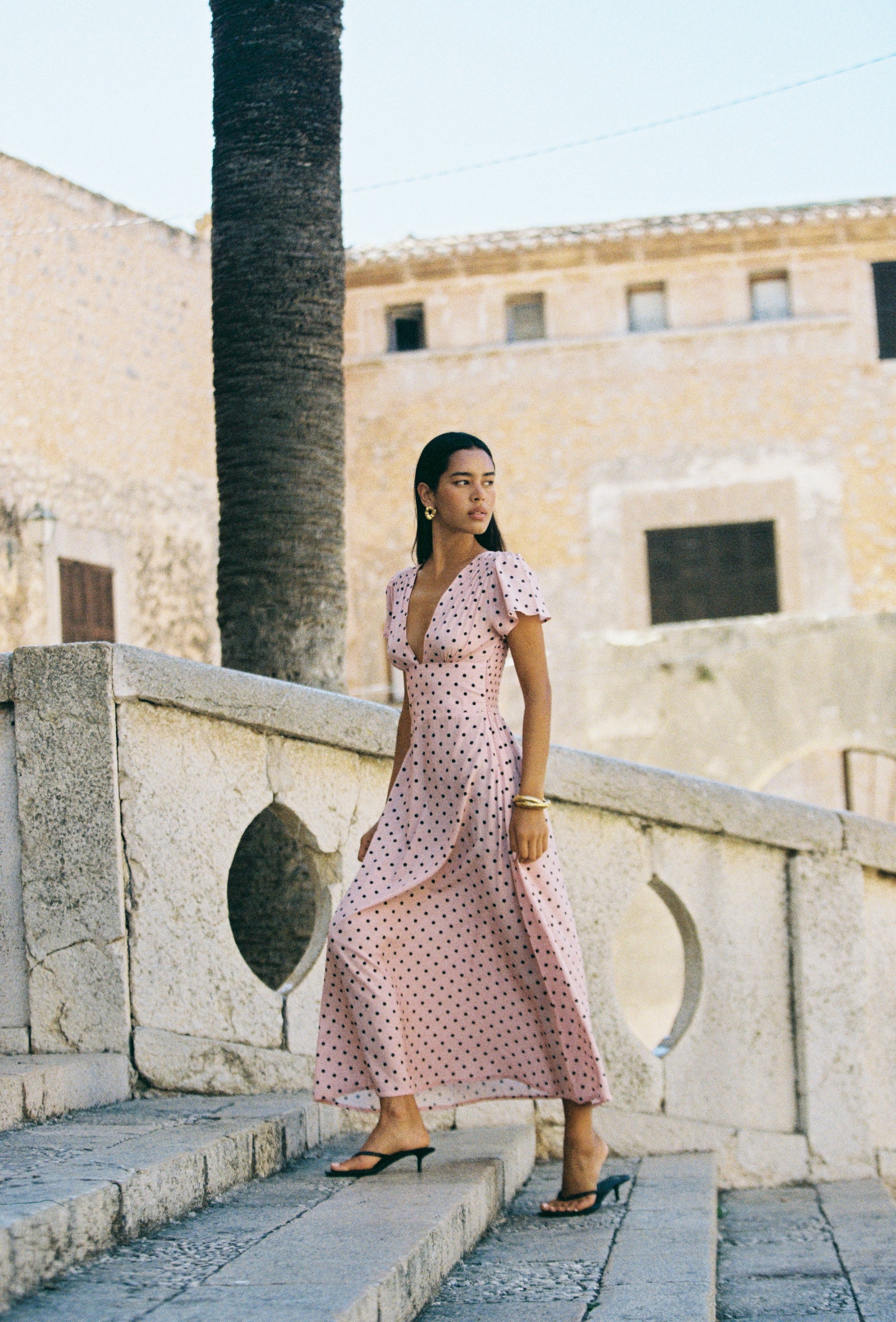 Margot Maxi Dress Pink Polka Dots
