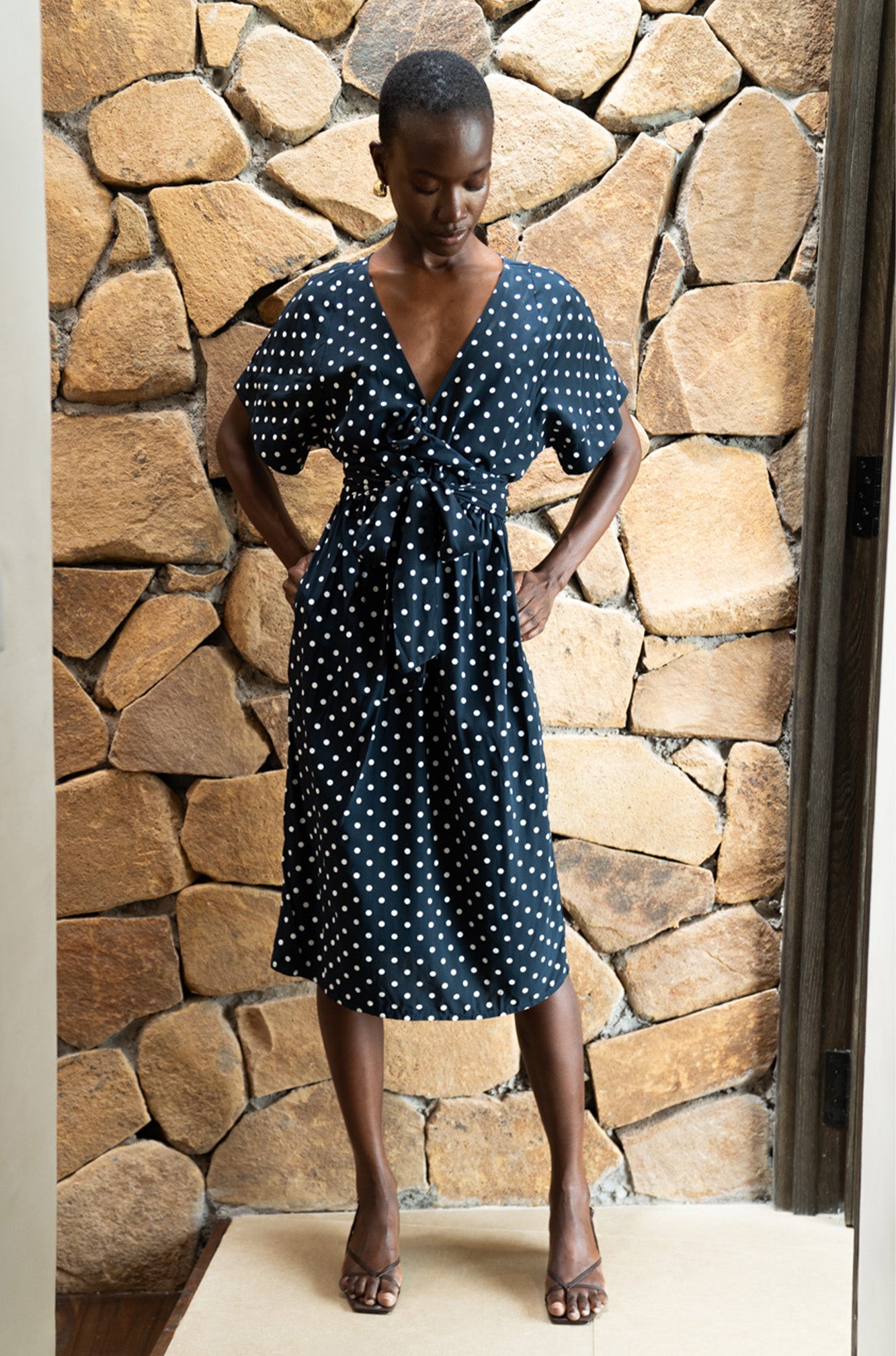 Melody Midi Dress | Midnight Polka Dot