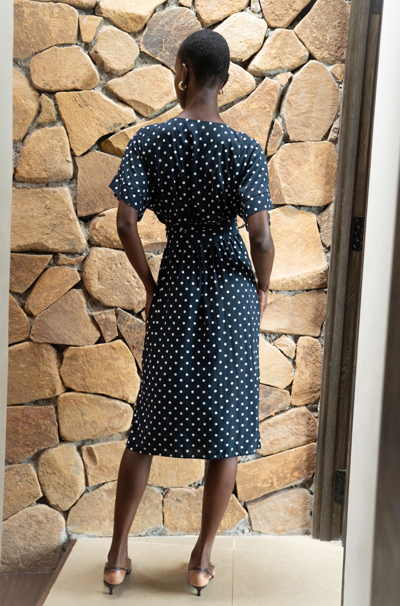 Melody Midi Dress | Midnight Polka Dot