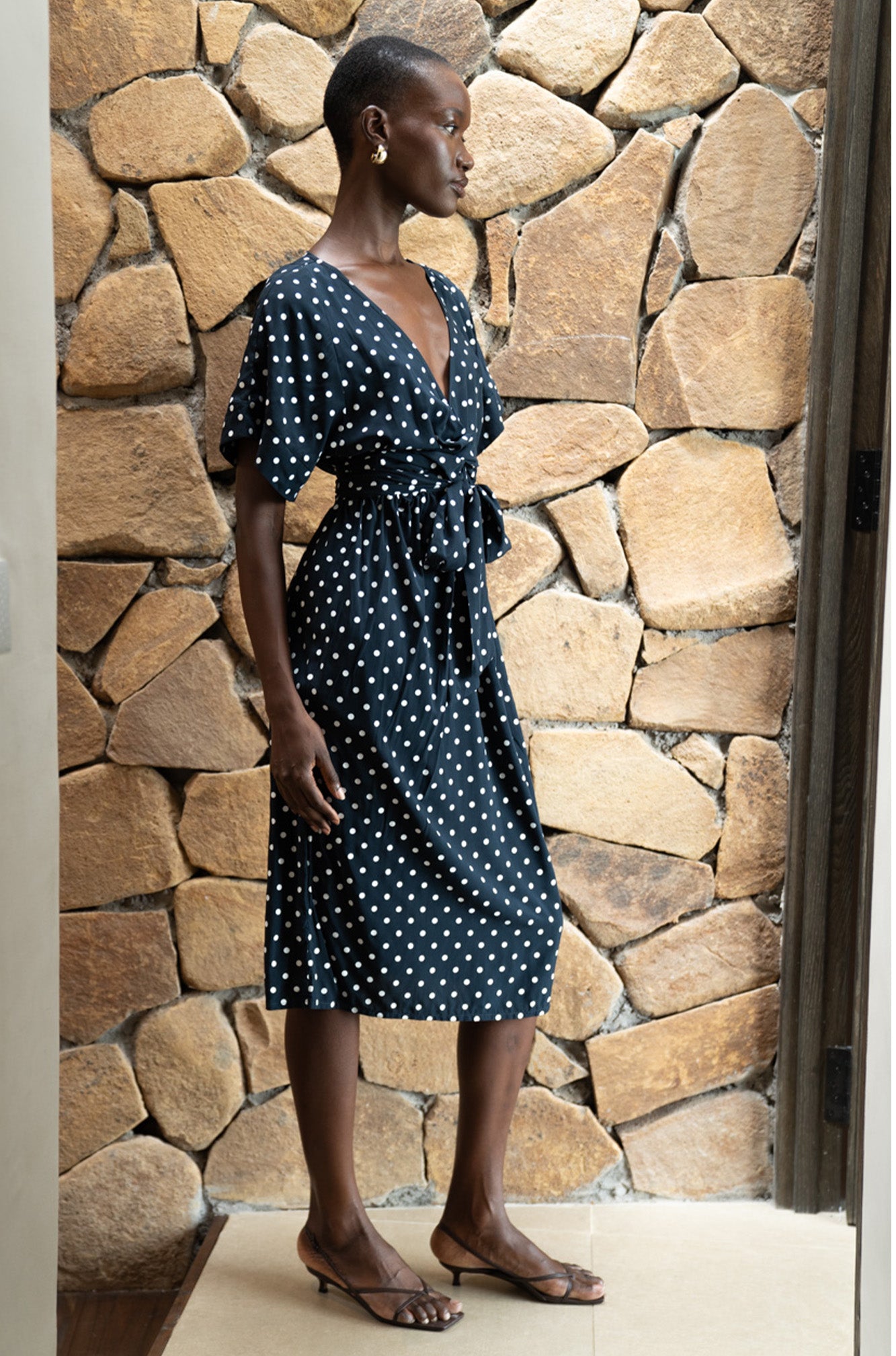 Melody Midi Dress | Midnight Polka Dot
