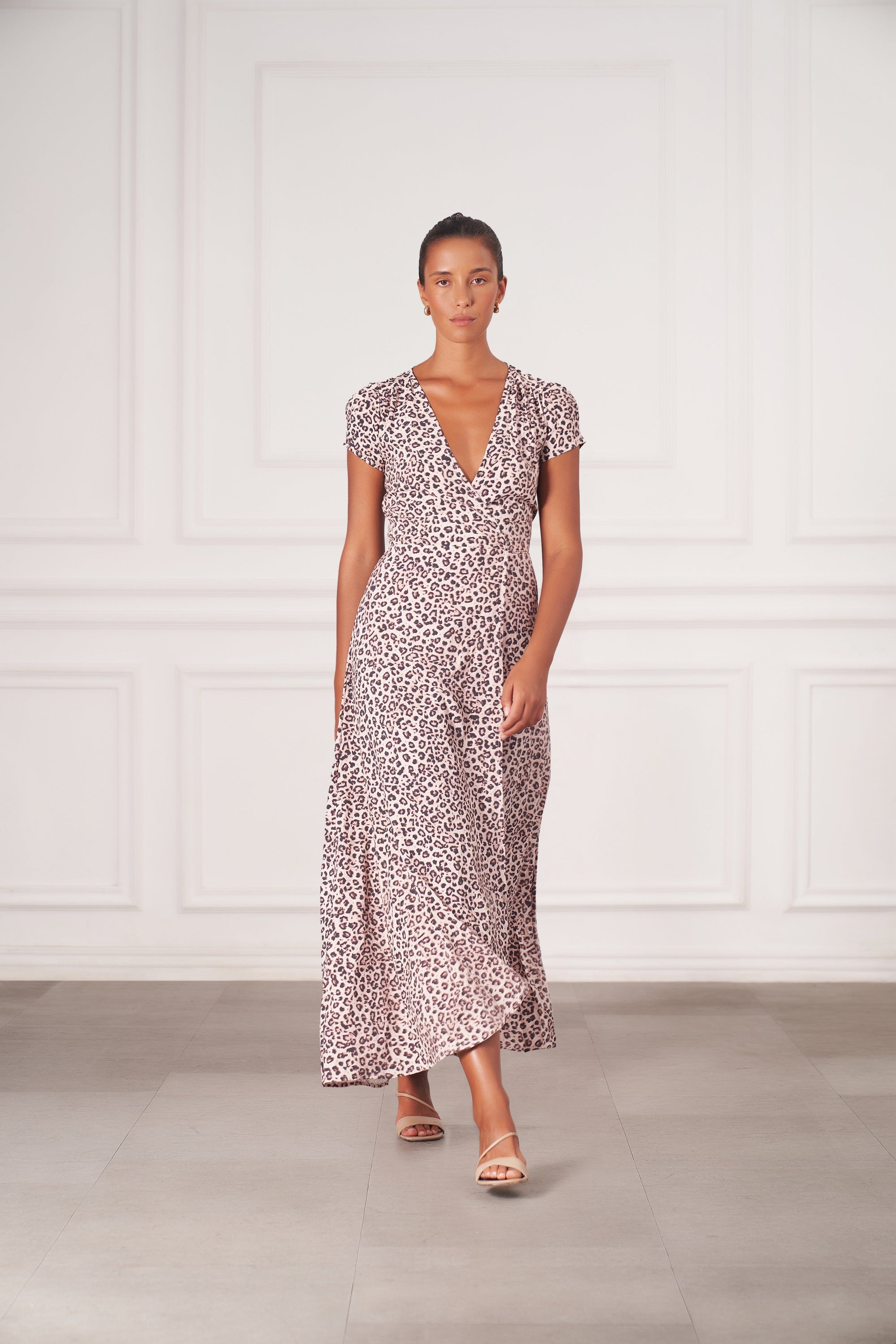 Alexa Maxi Wrap Dress | Snow Leopard