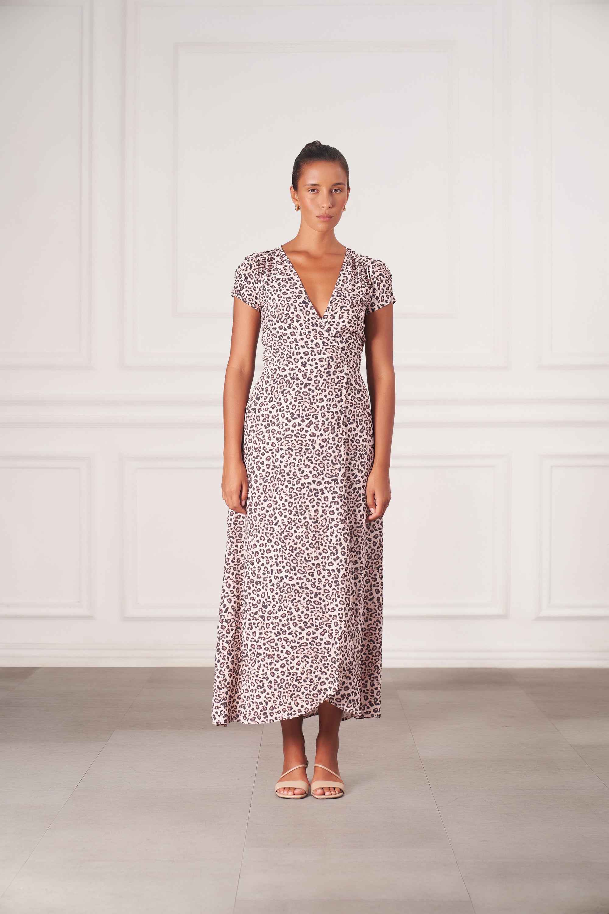 Alexa Maxi Wrap Dress | Snow Leopard