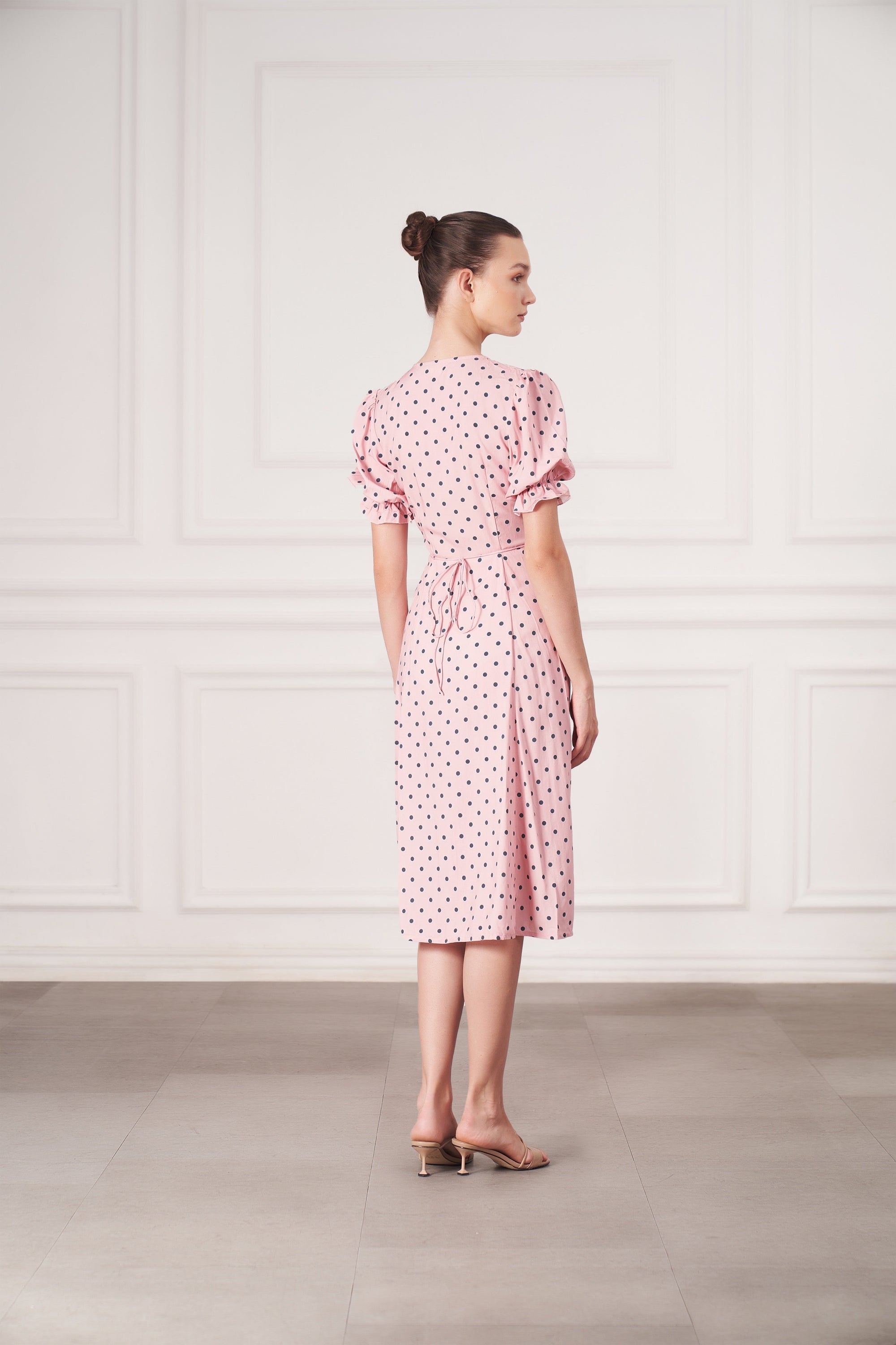 Alice Midi Wrap Dress | Pink Polka Dots