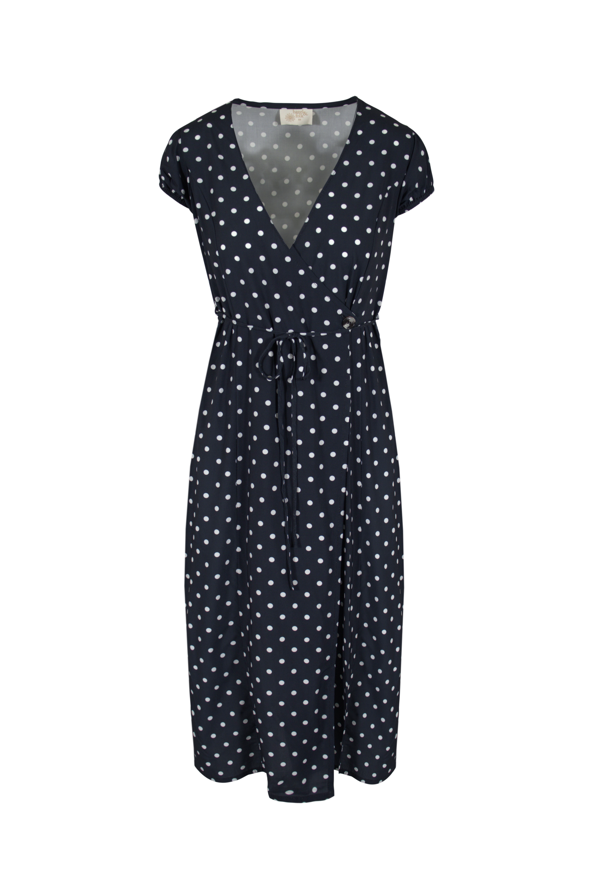 Alaia Midi Wrap Dress | Midnight Polka Dot