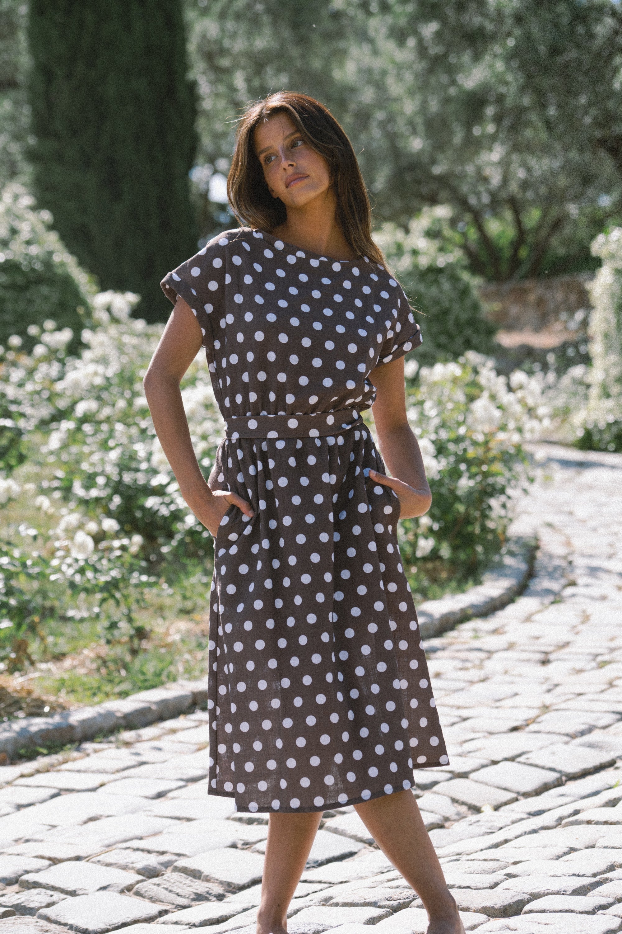 Claire Midi Dress | Espresso Dot