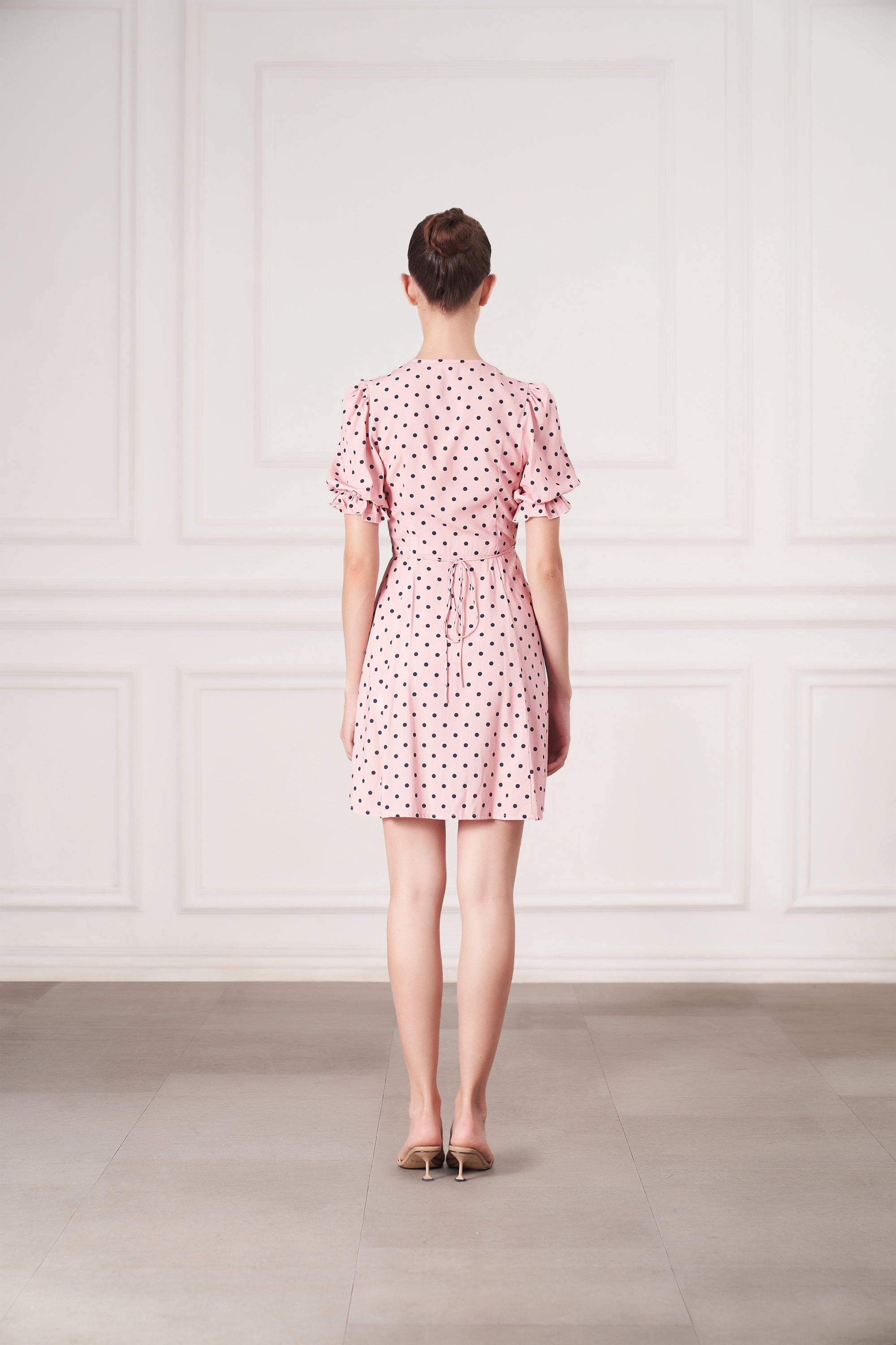 Elsa Mini Wrap Dress | Pink Polka Dots