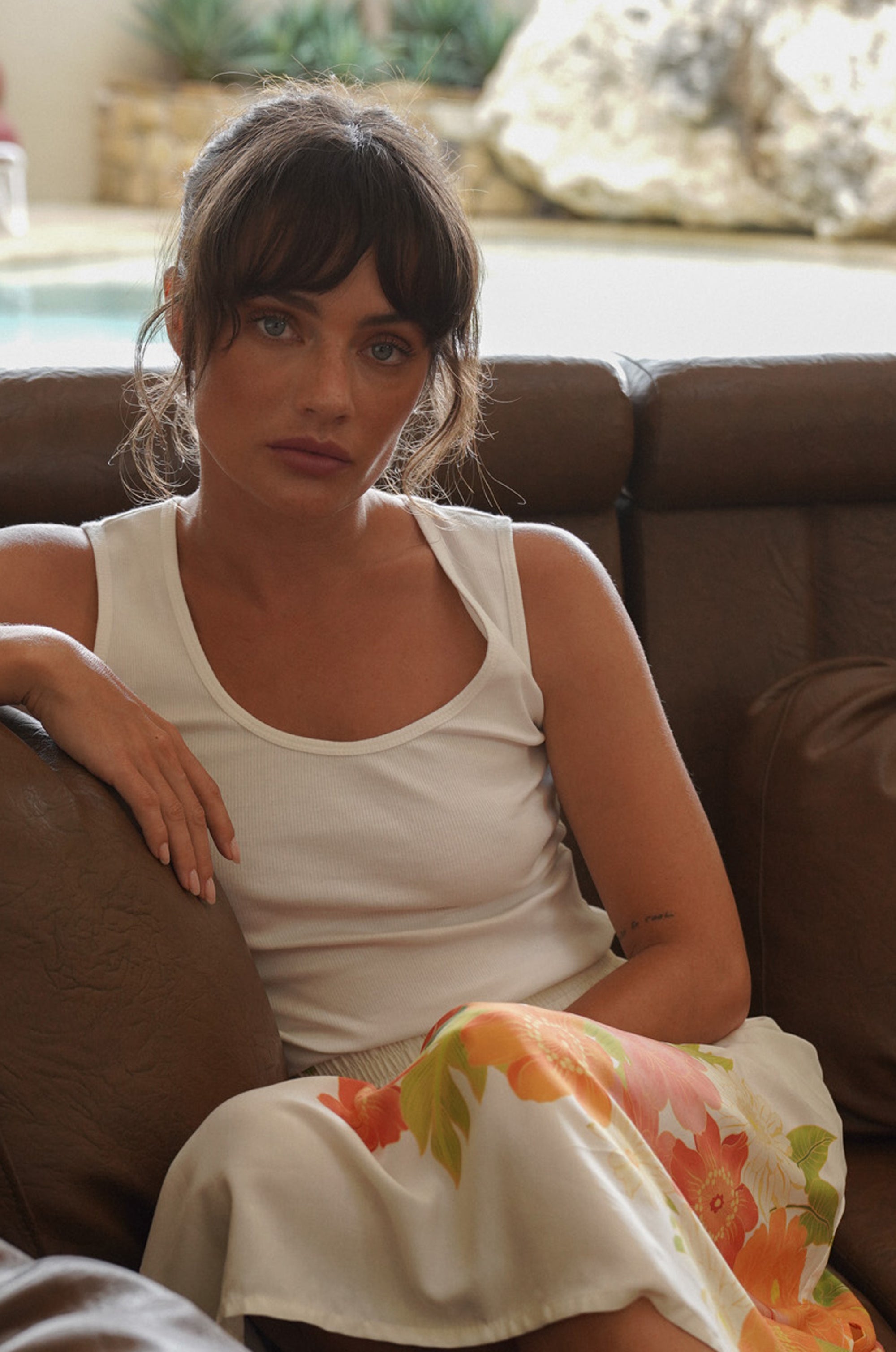 Olive Midi Skirt | Vintage Floral