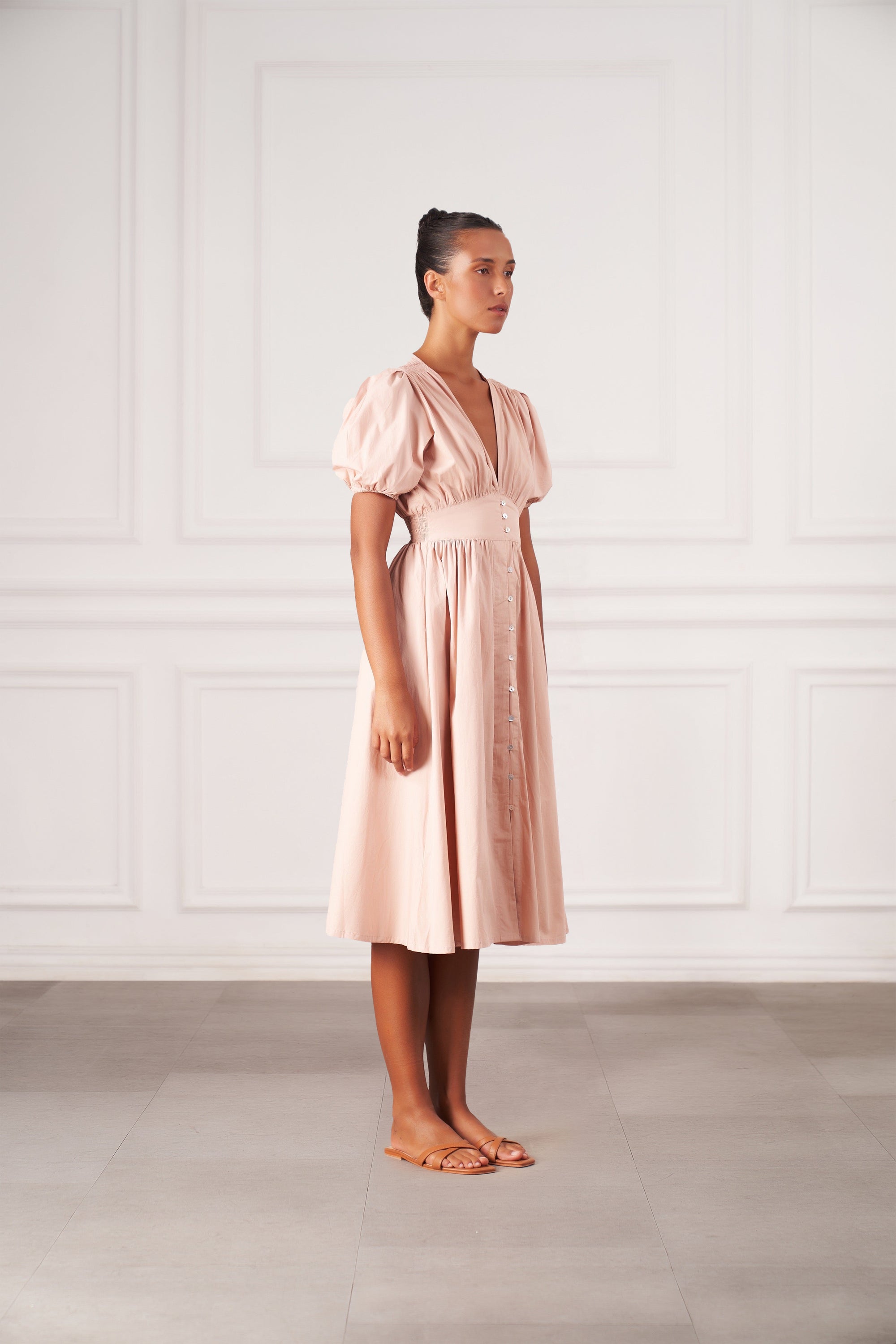 Hazel Midi Dress | Faded Blush