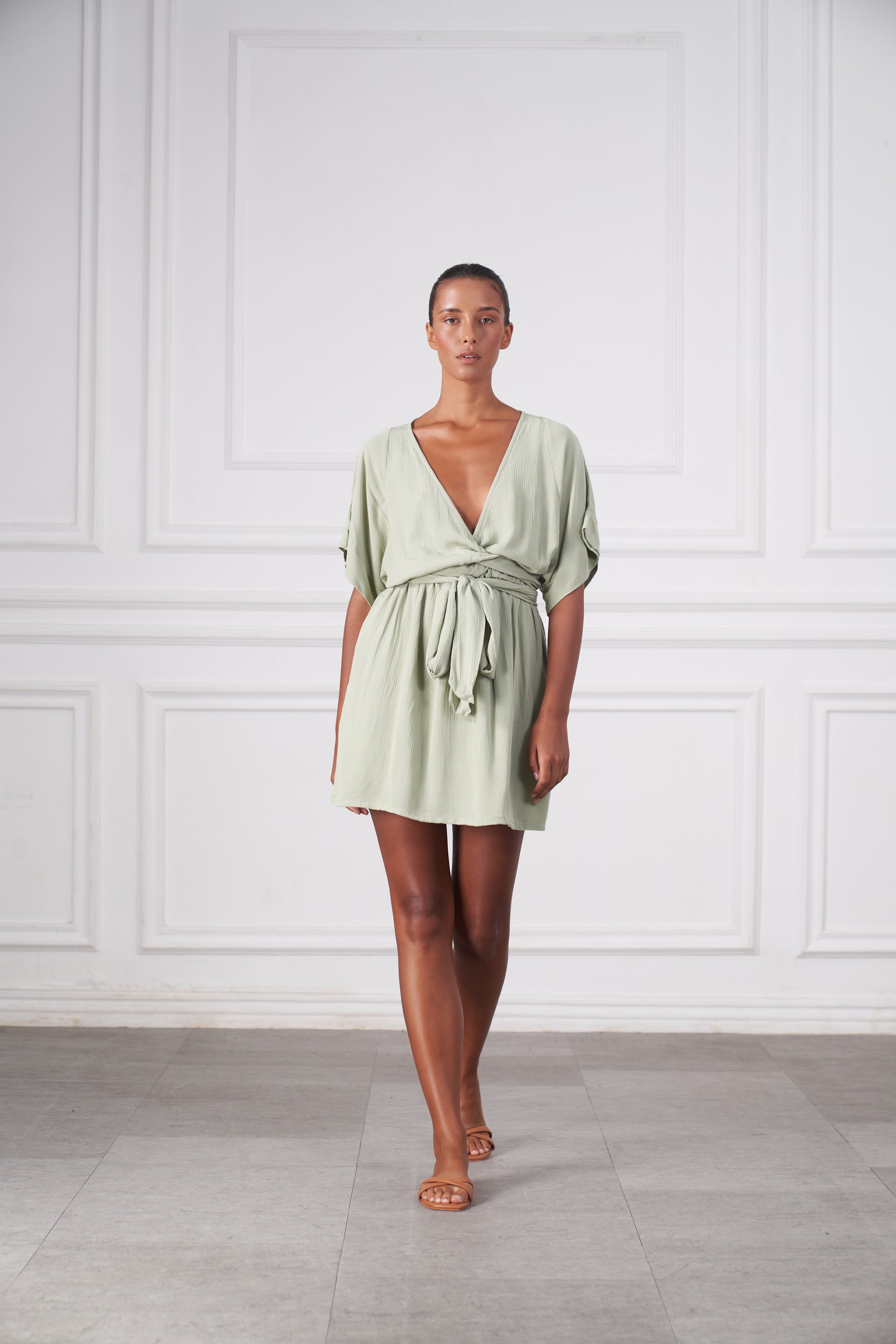 Melody Mini Dress | Sage Green HAZEL & FOLK Melody Mini Dress | Sage Green HAZEL & FOLK