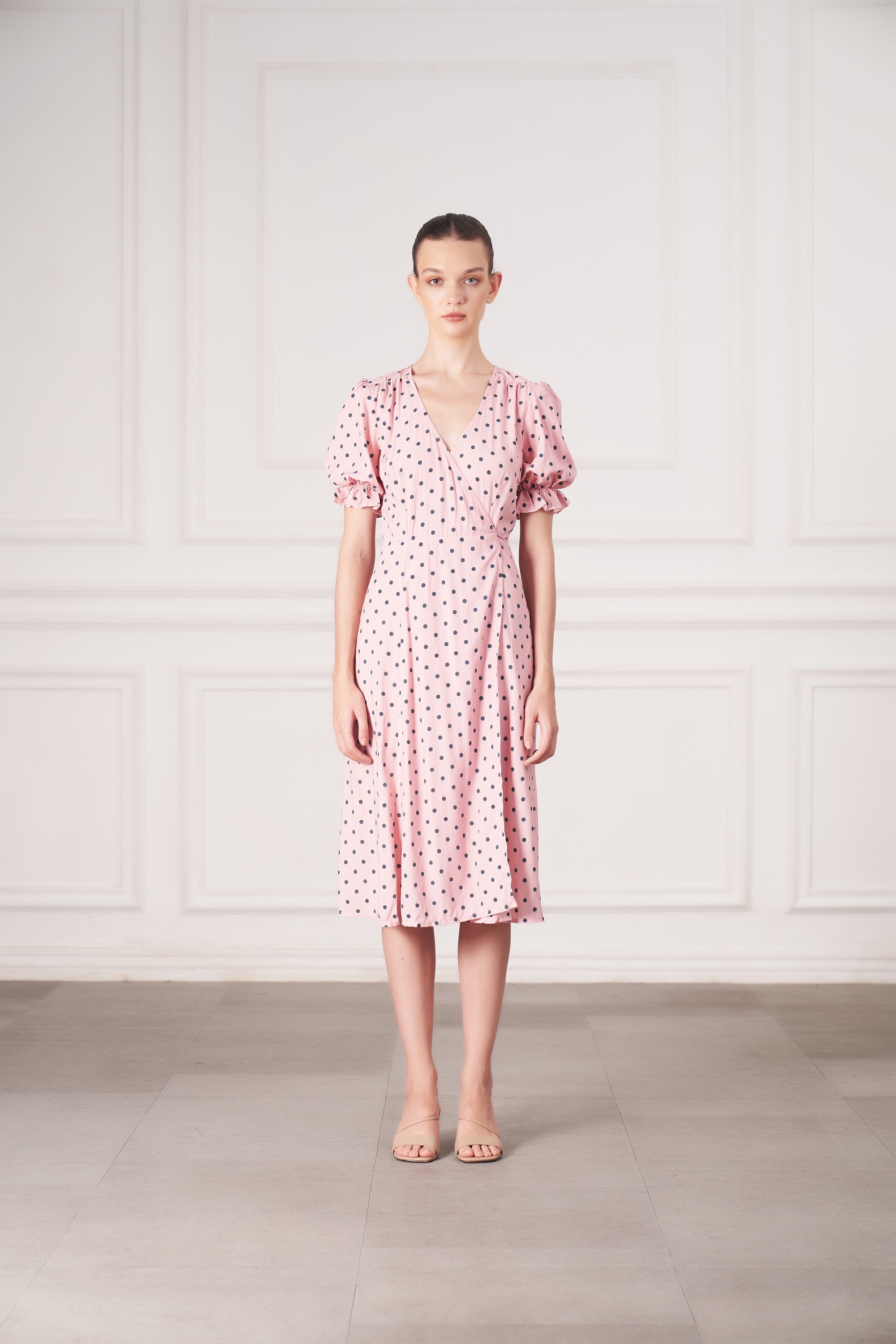 Alice Midi Wrap Dress | Pink Polka Dots