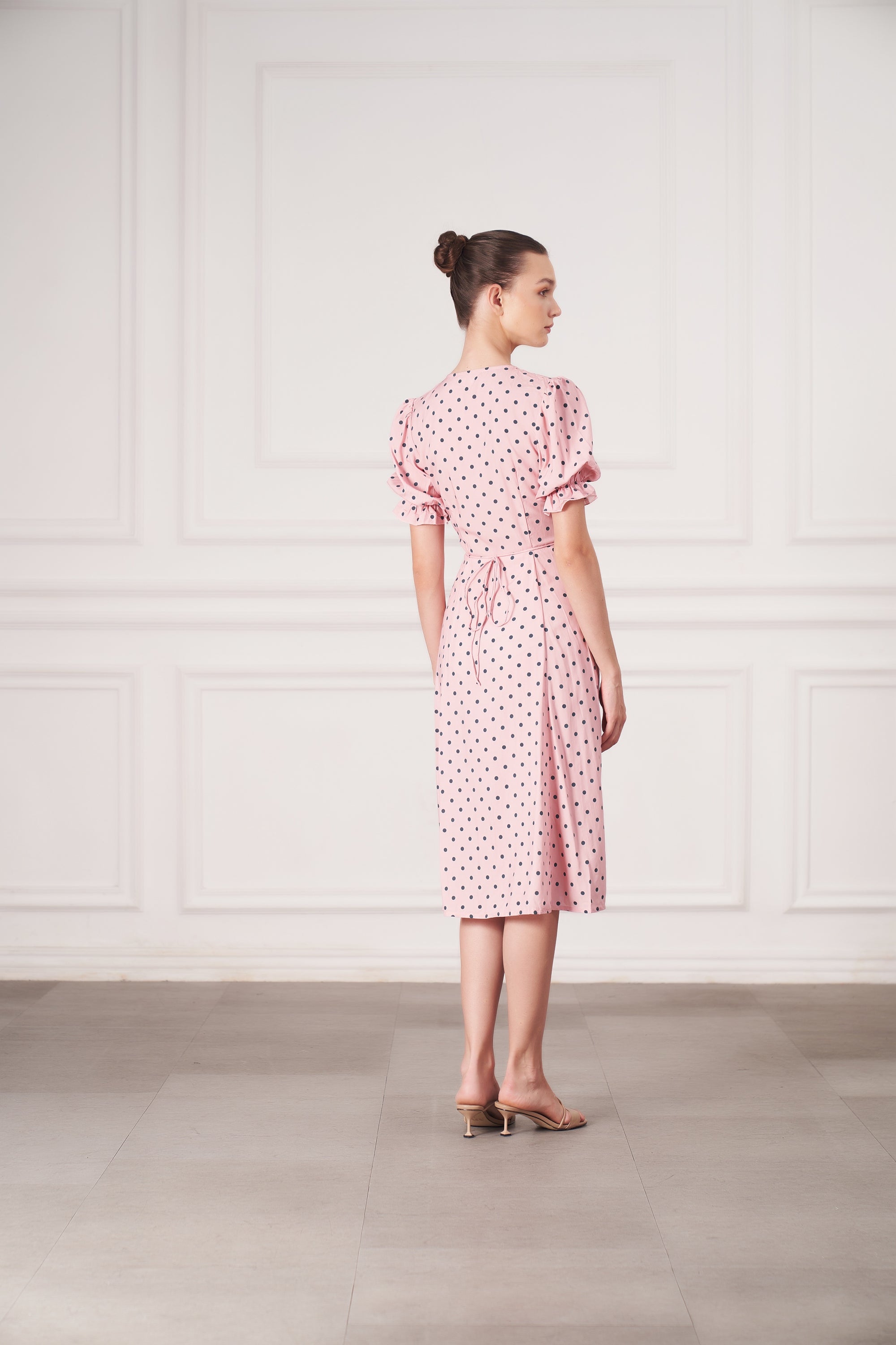 Alice Midi Wrap Dress | Pink Polka Dots