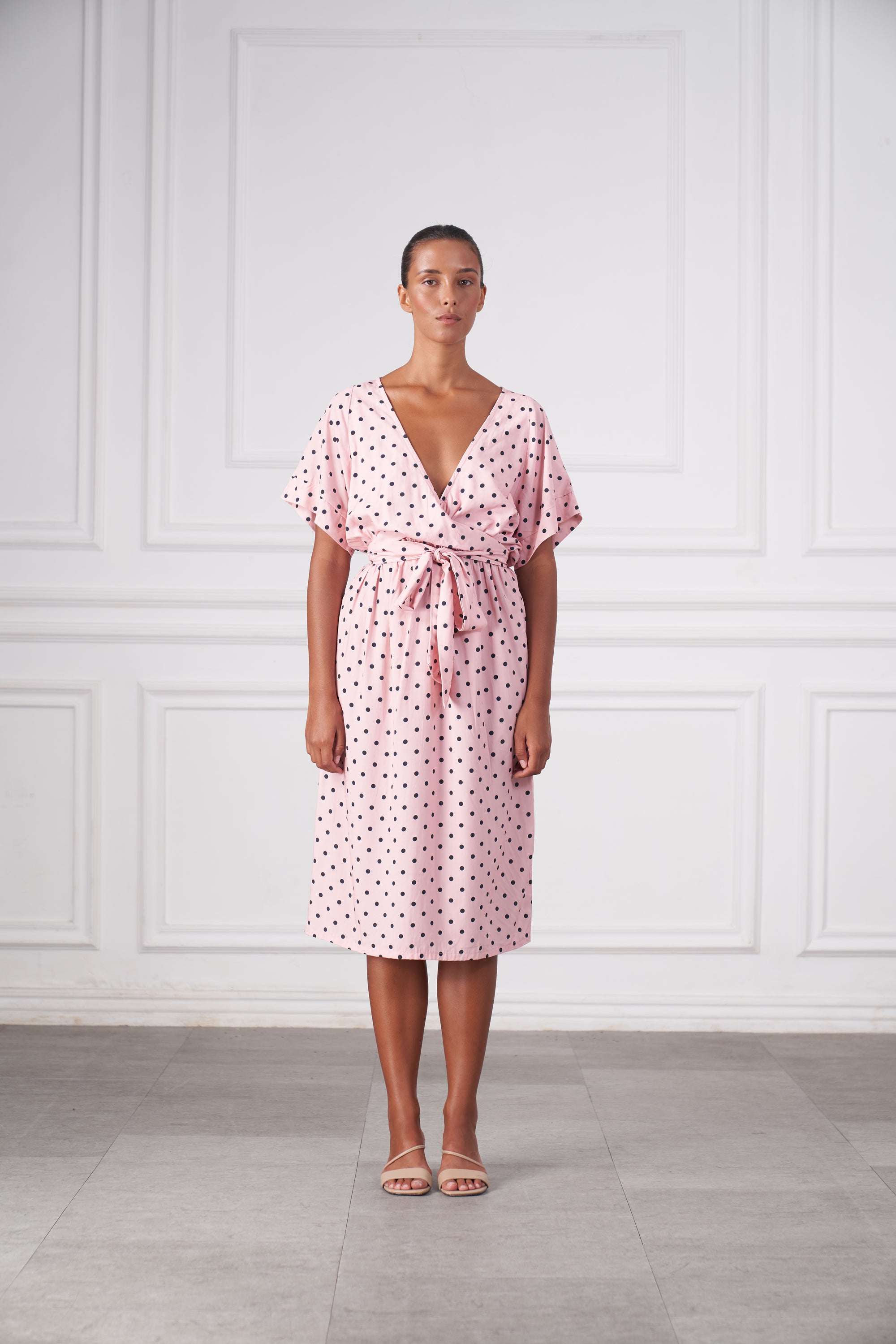 Melody Midi Dress | Pink Polka Dots