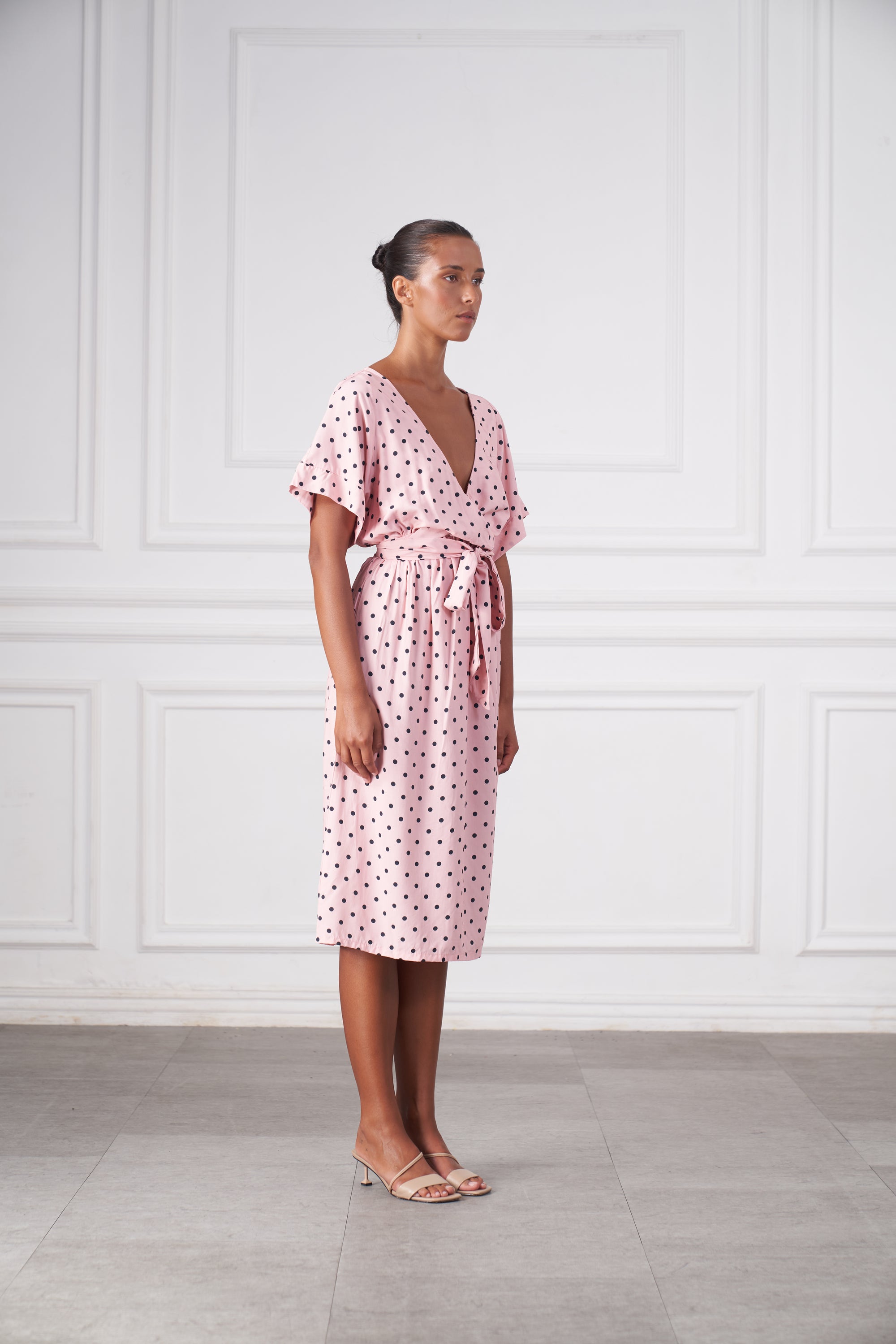 Melody Midi Dress | Pink Polka Dots