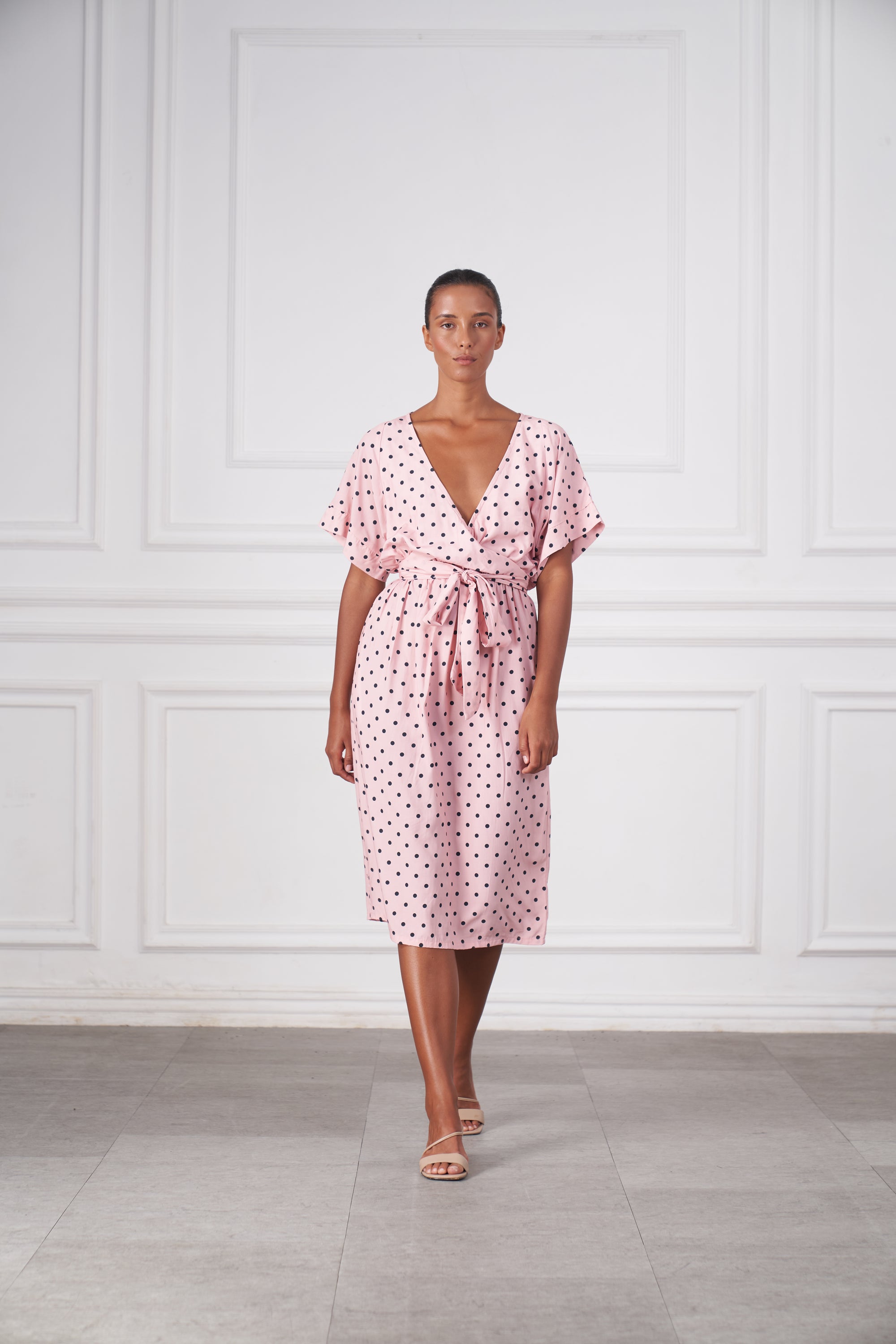 Melody Midi Dress | Pink Polka Dots