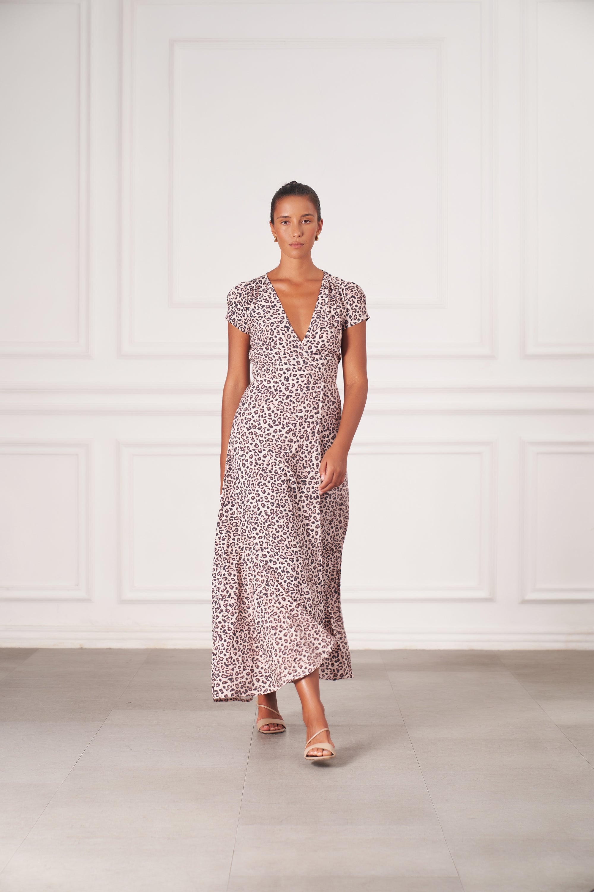 Alexa Maxi Wrap Dress | Snow Leopard