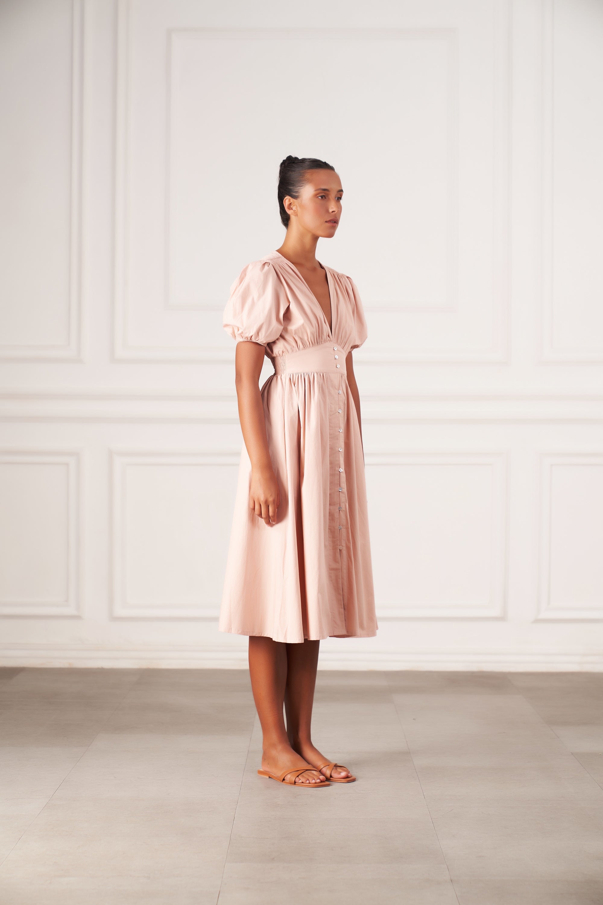 Hazel Midi Dress | Faded Blush