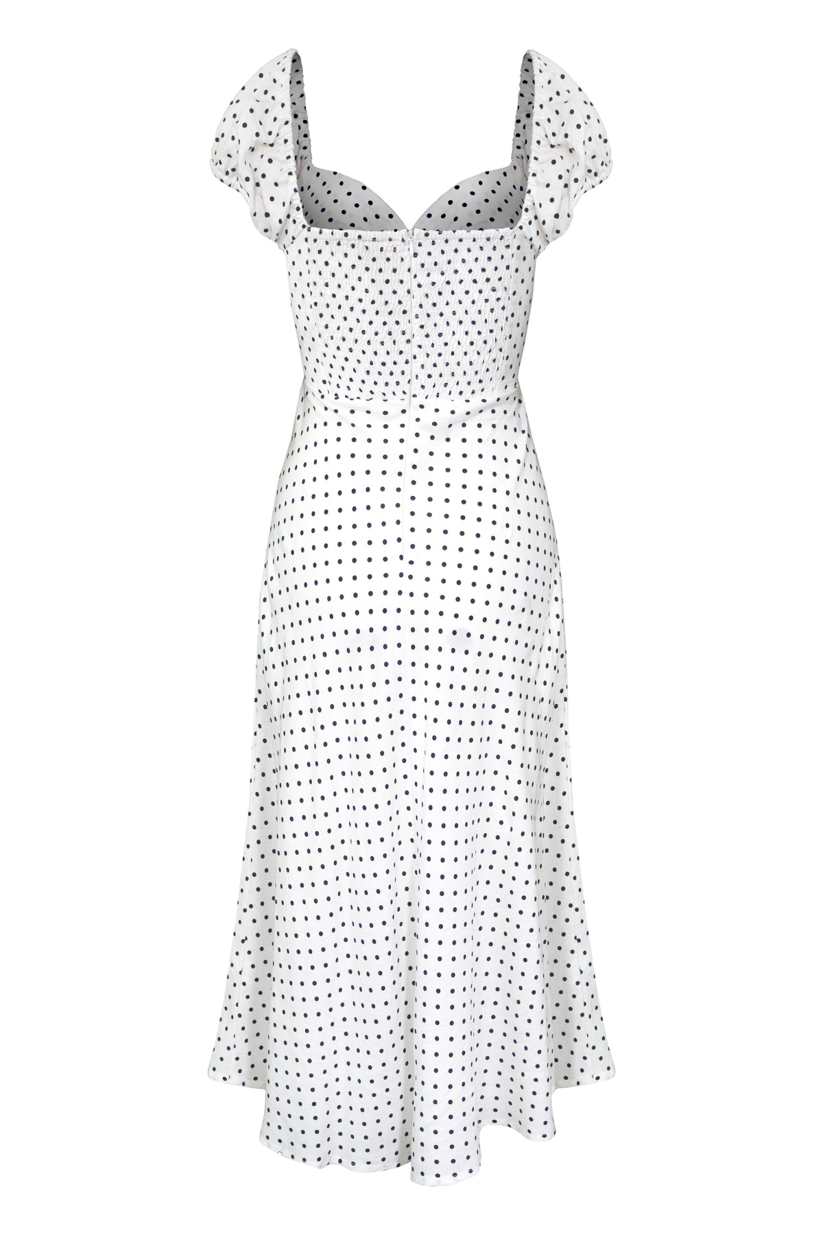 Gia Midi Dress | White Polka Dot