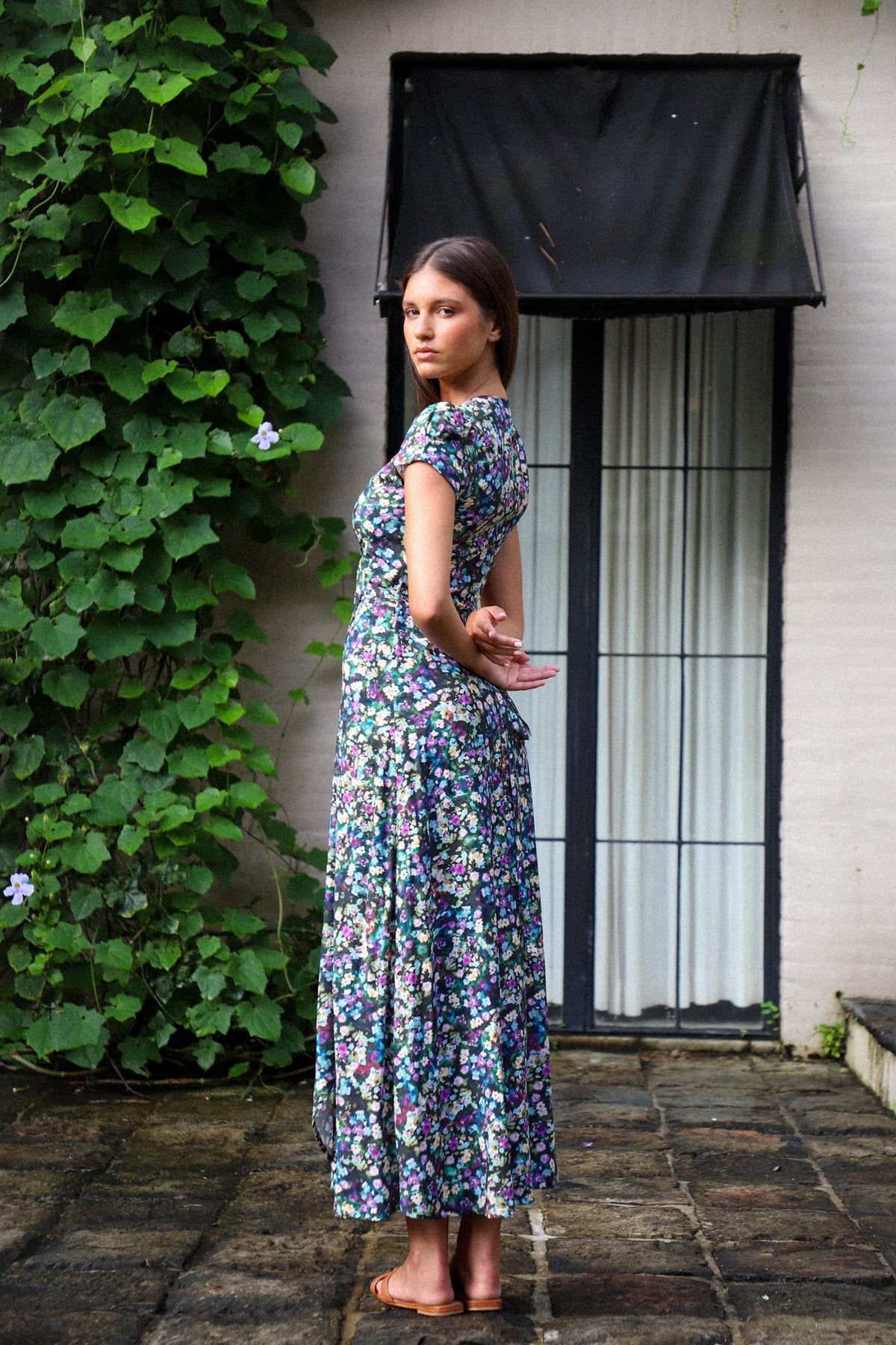 floral printed maxi wrap dress