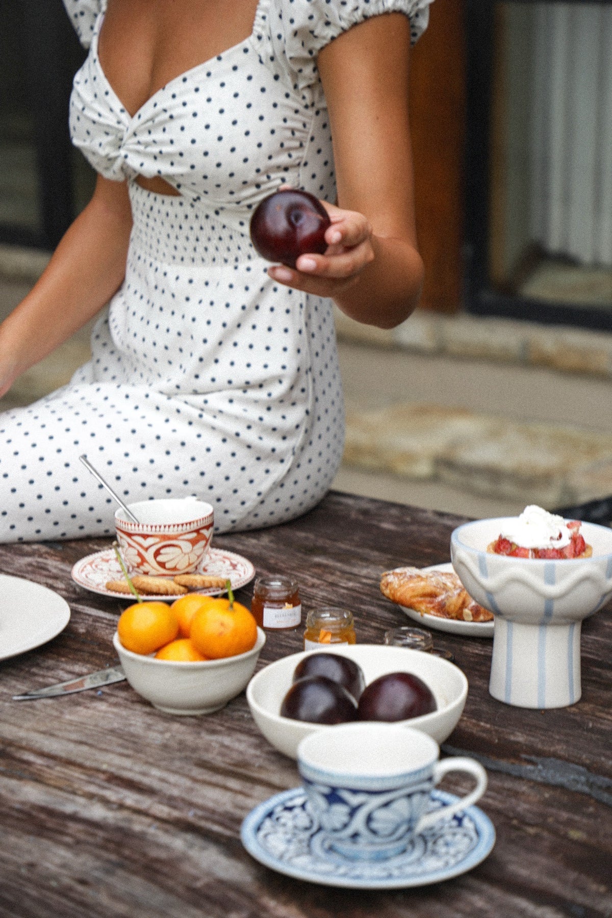 Gia Midi Dress | White Polka Dot