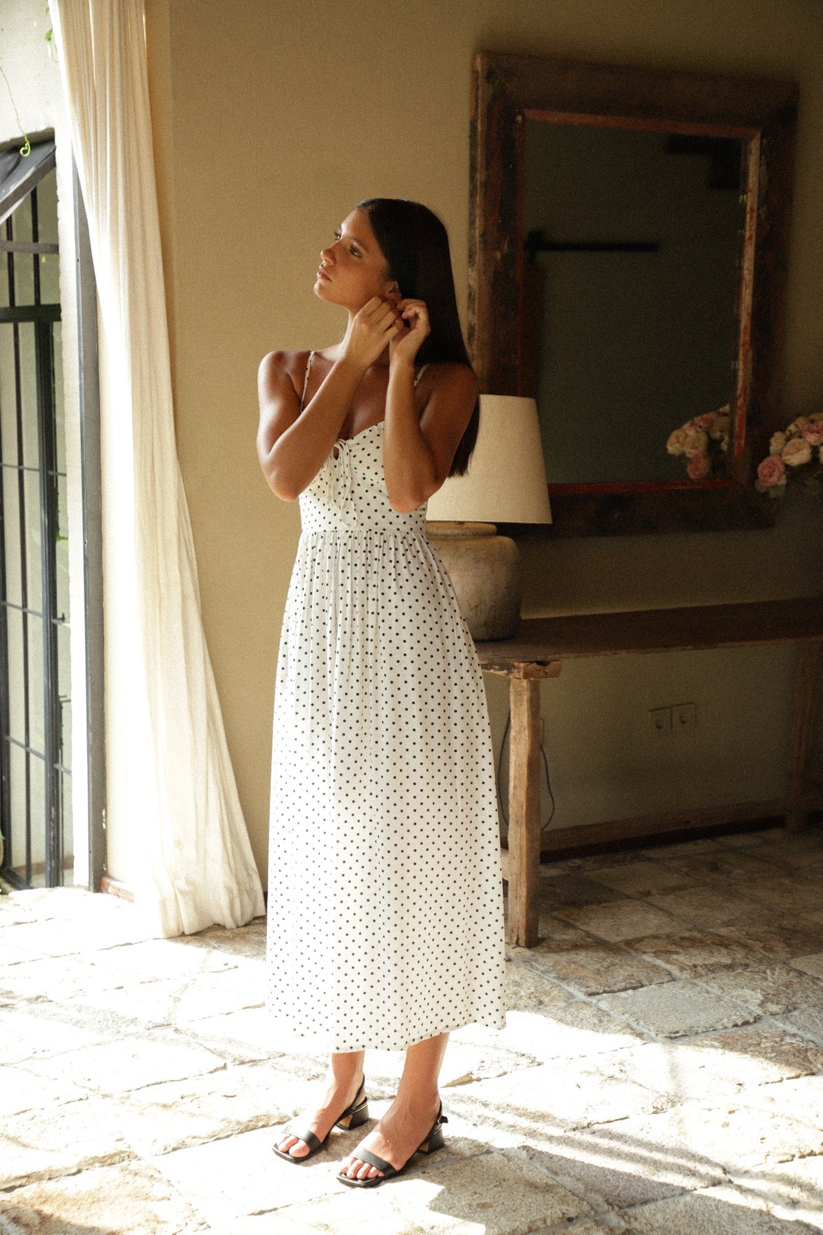 Carolyn Maxi Dress | White Polka Dot