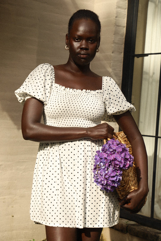Camille Mini | White Polka Dot