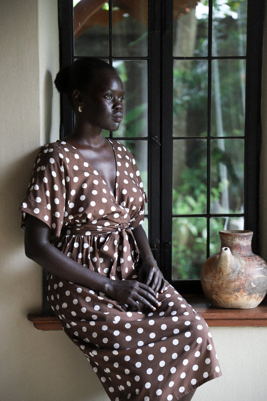 Melody Midi Dress | Espresso Dot