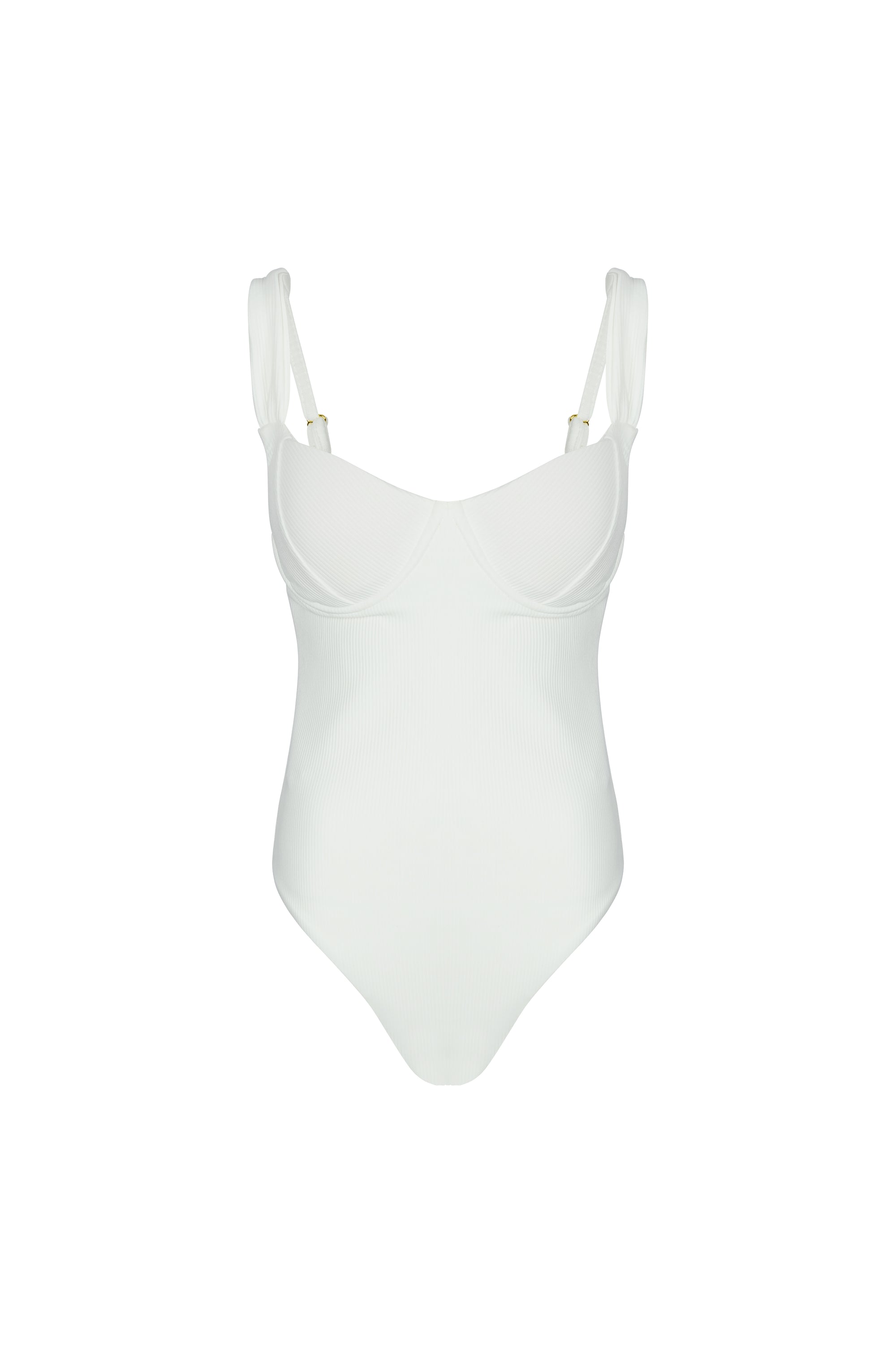 Front view of White bathing suit on plain background
