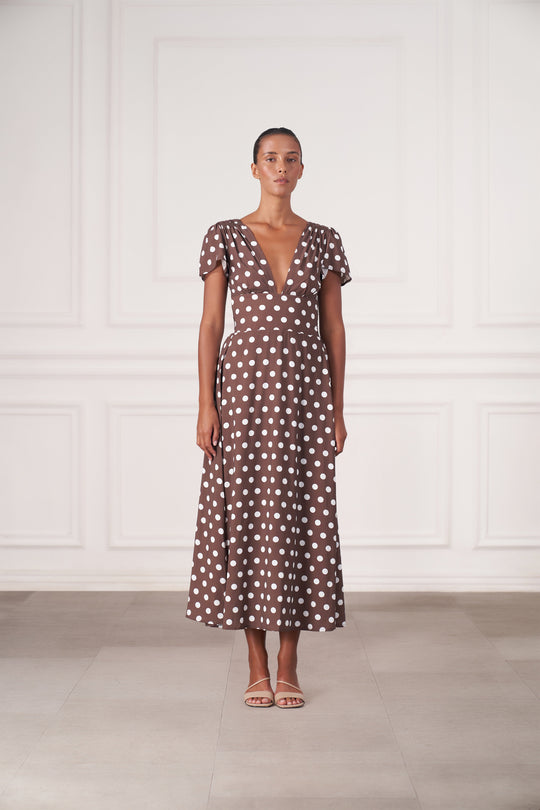 Margot Maxi Dress | Espresso Dot