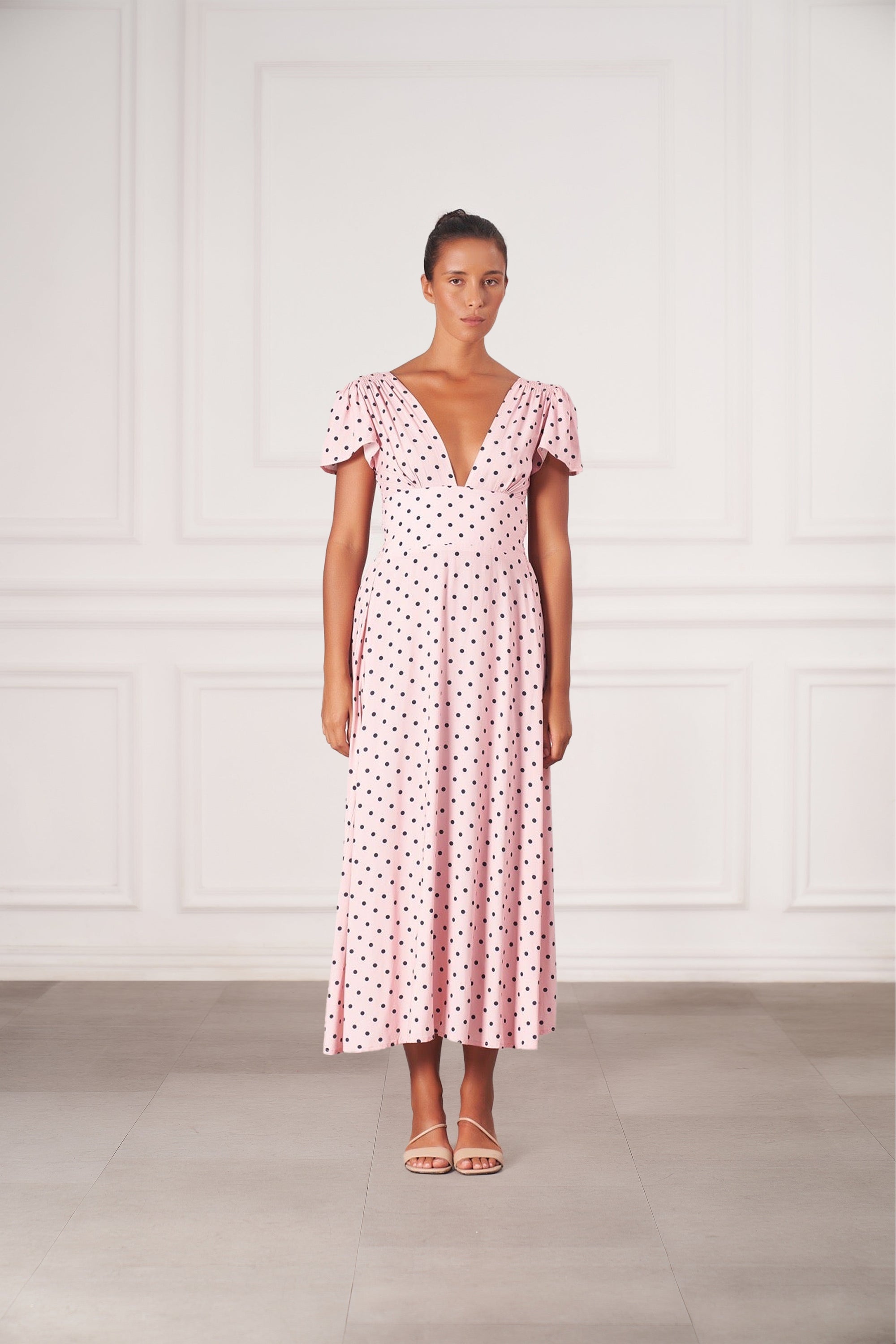 Margot Maxi Dress | Pink Polka Dots