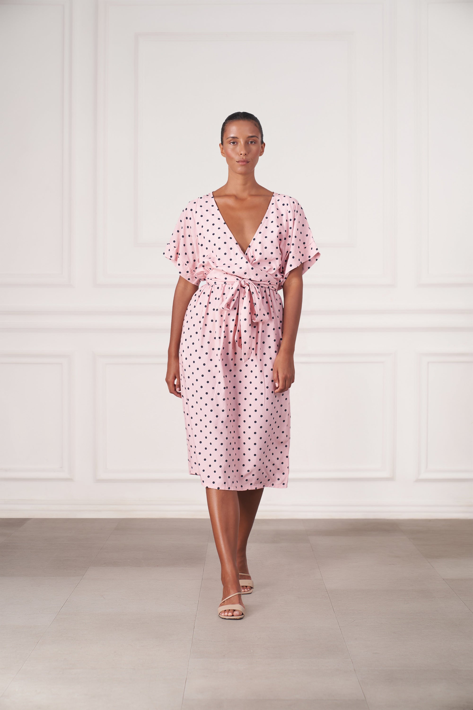 Melody Midi Dress | Pink Polka Dots