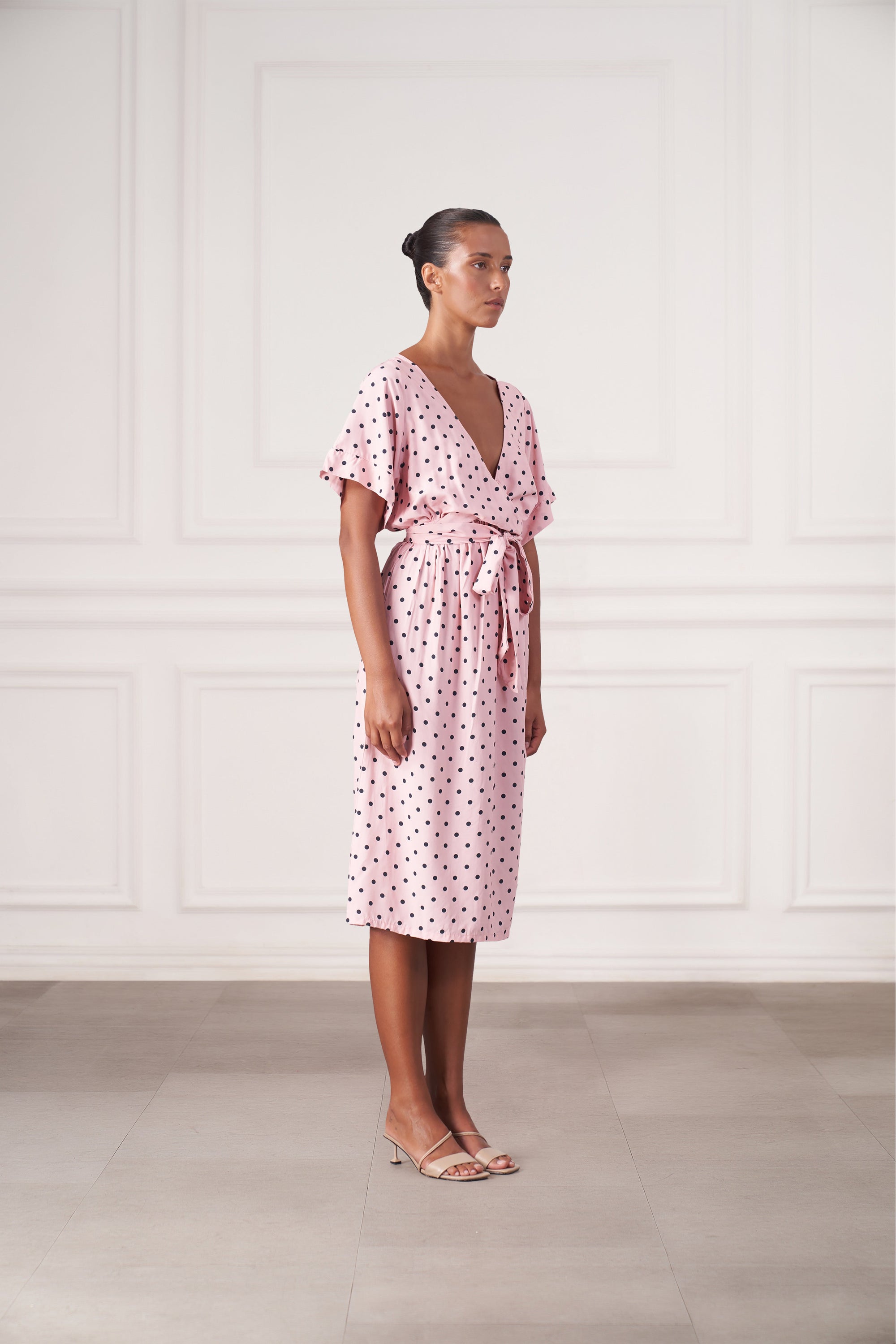 Melody Midi Dress | Pink Polka Dots