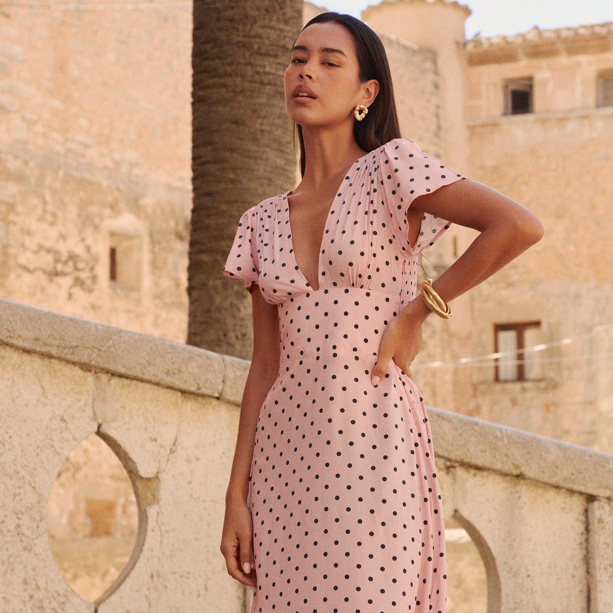 Peony Pop Maxi Dress Pink Polka Dot