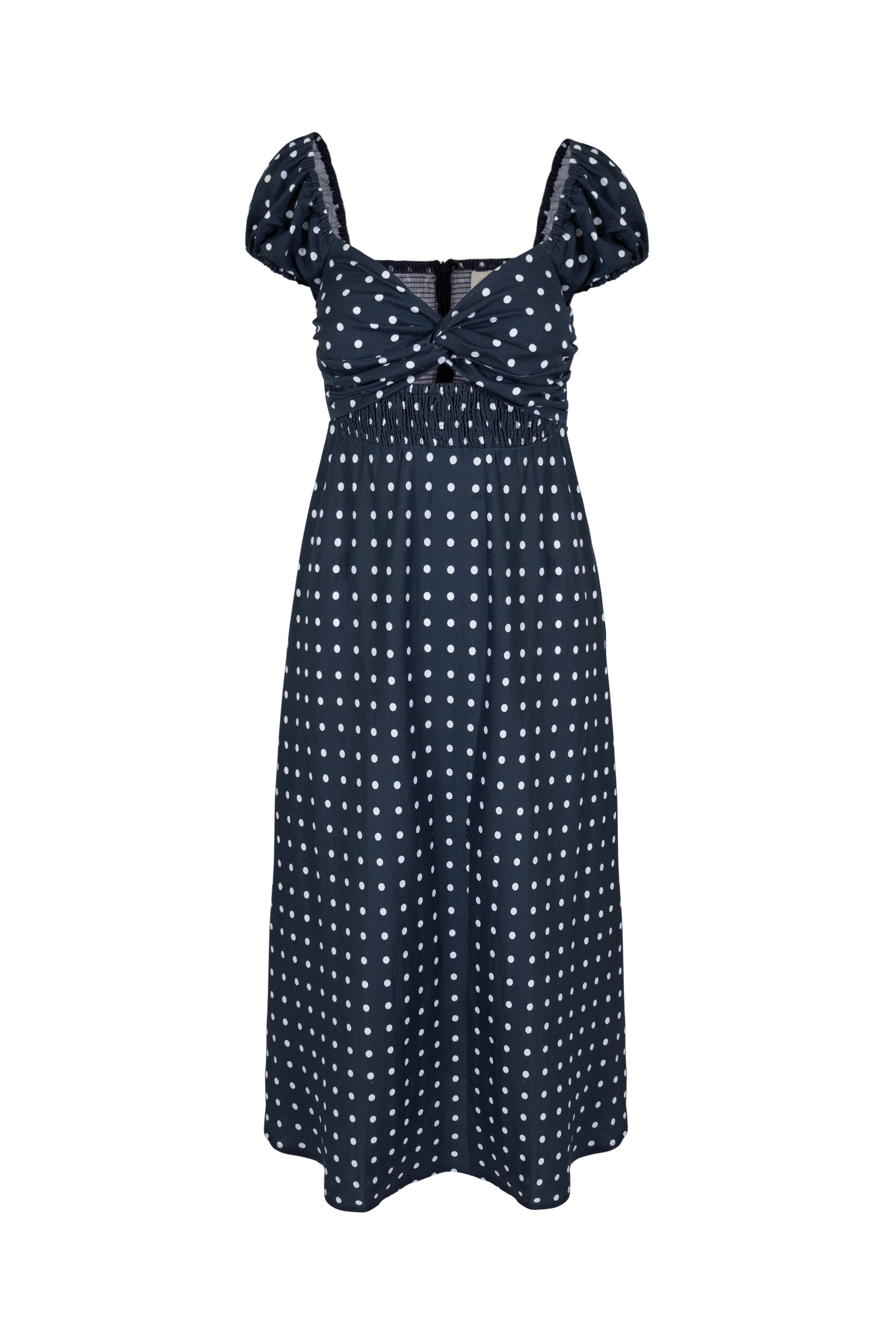 Gia Midi Dress | Midnight Polka Dot