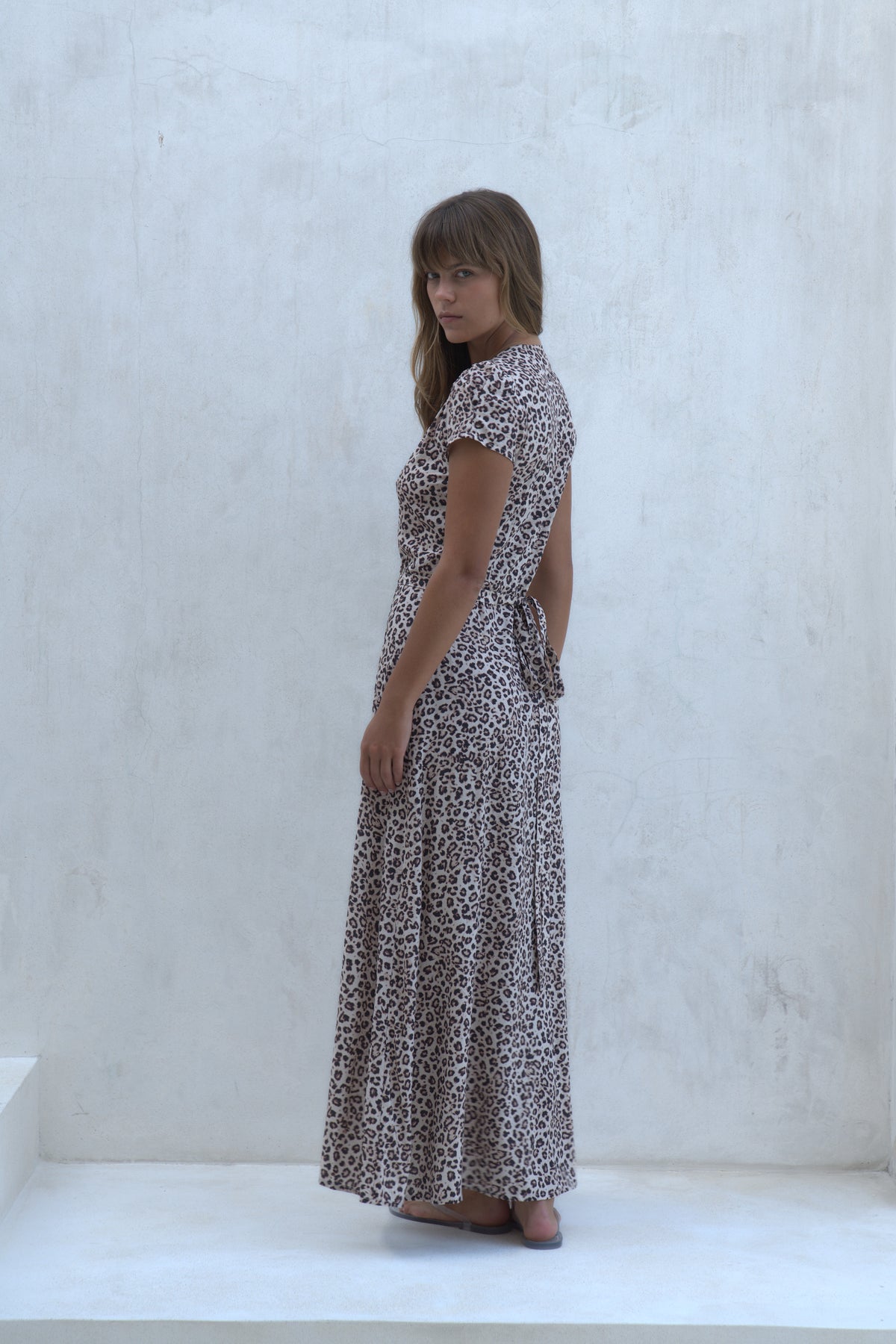 Alexa Maxi Wrap Dress | Snow Leopard