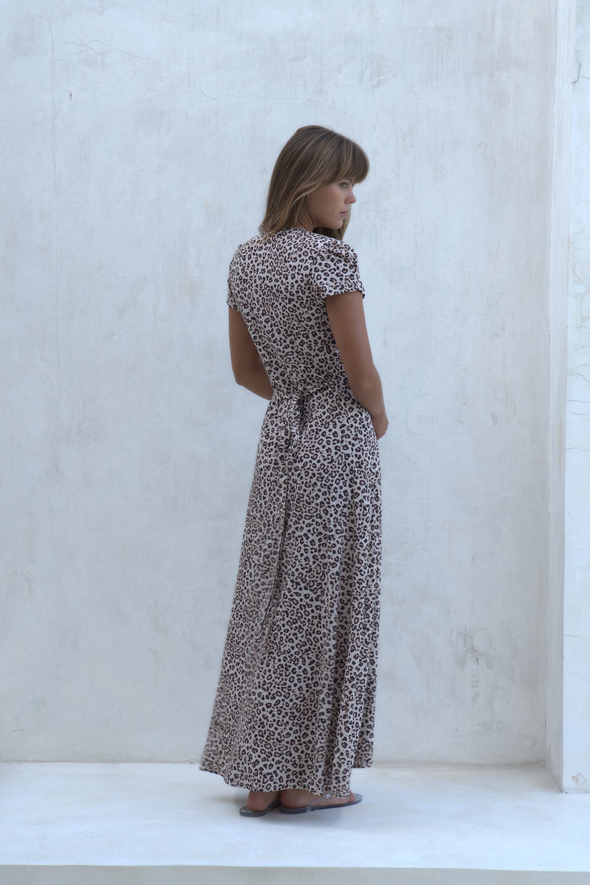 Alexa Maxi Wrap Dress | Snow Leopard
