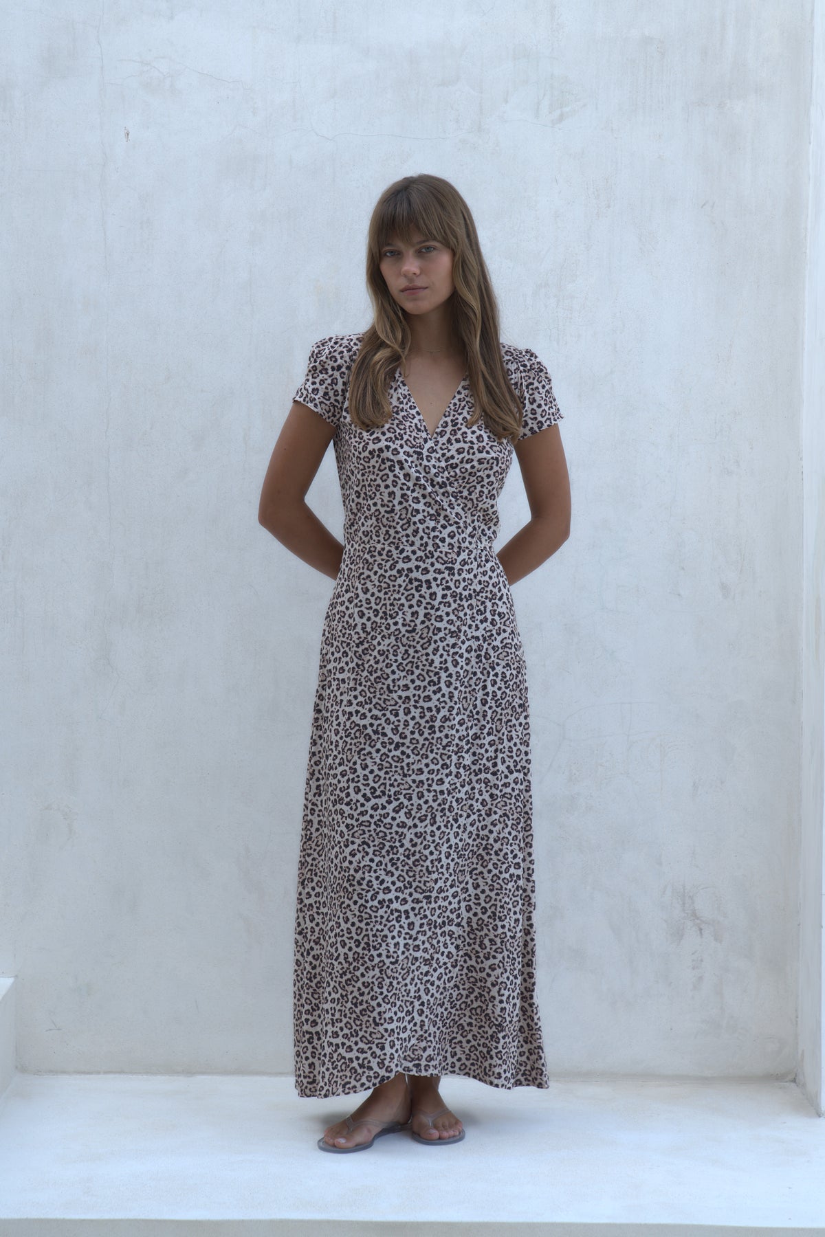 Alexa Maxi Wrap Dress | Snow Leopard