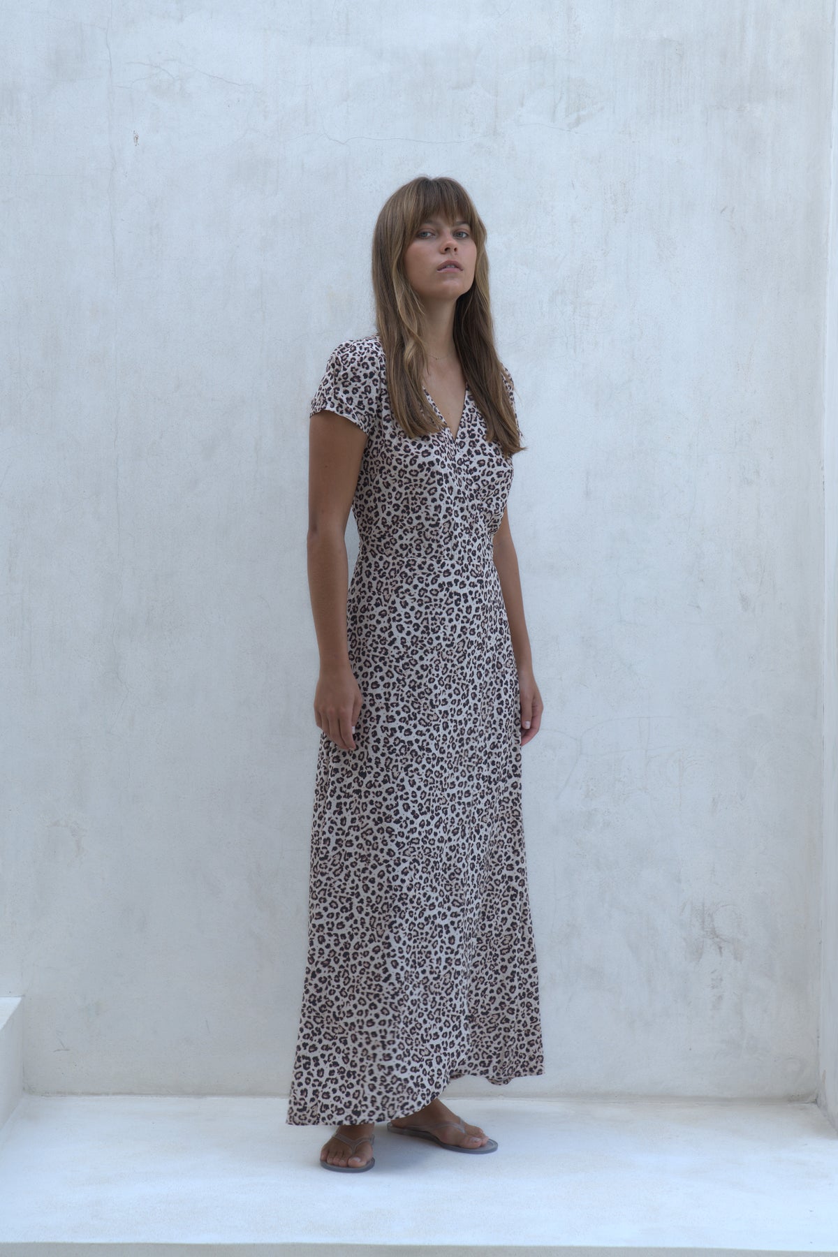 Alexa Maxi Wrap Dress | Snow Leopard