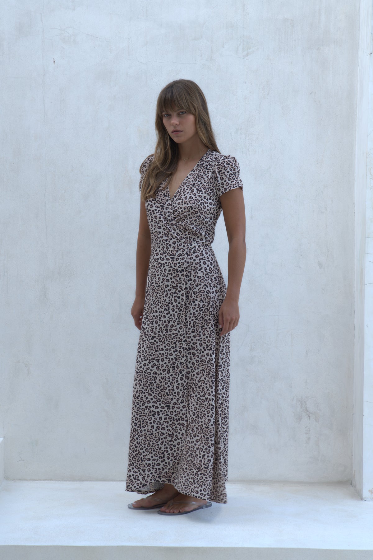 Alexa Maxi Wrap Dress | Snow Leopard