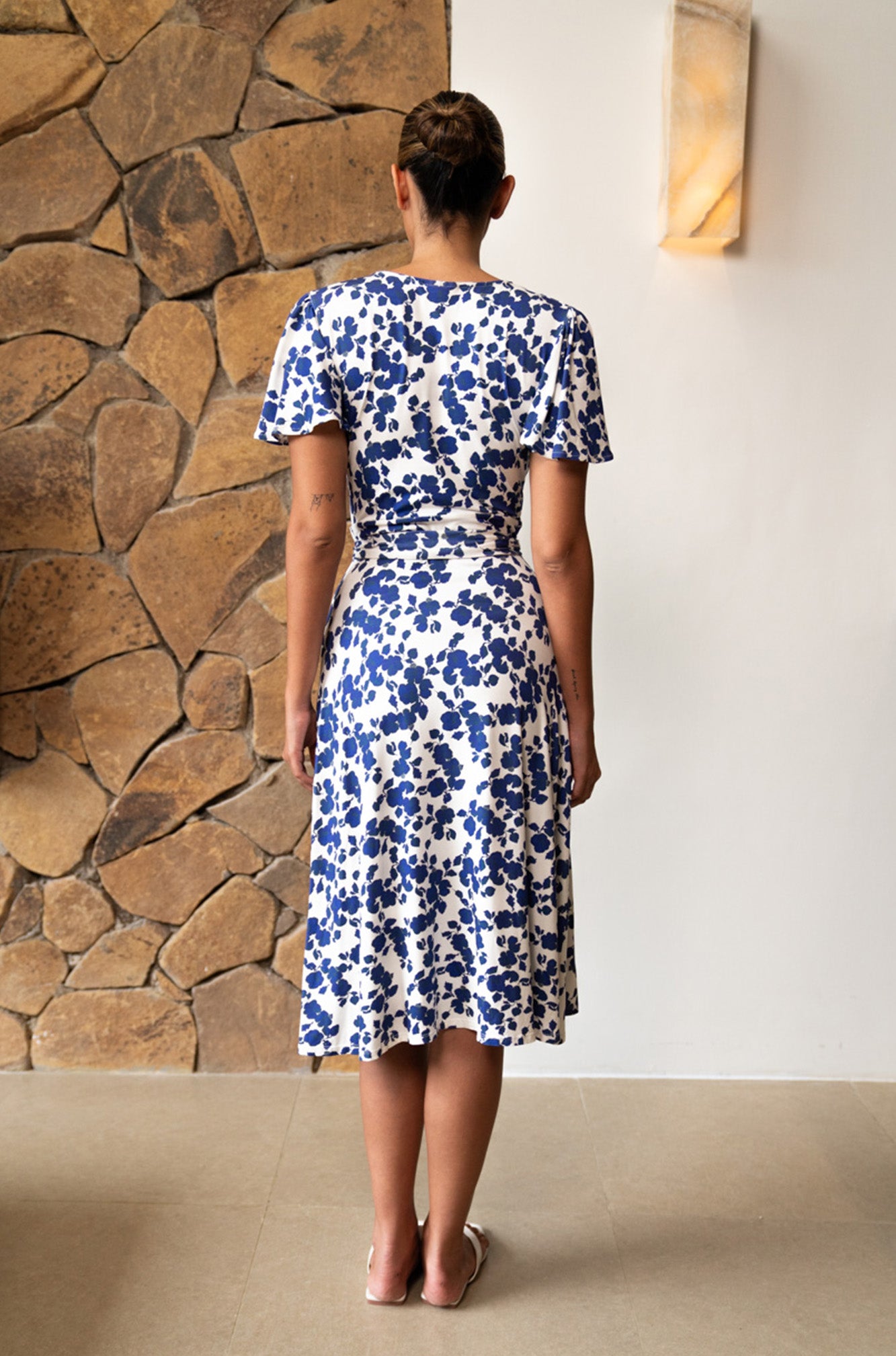 Lucia Midi Wrap Dress | Cornflowers