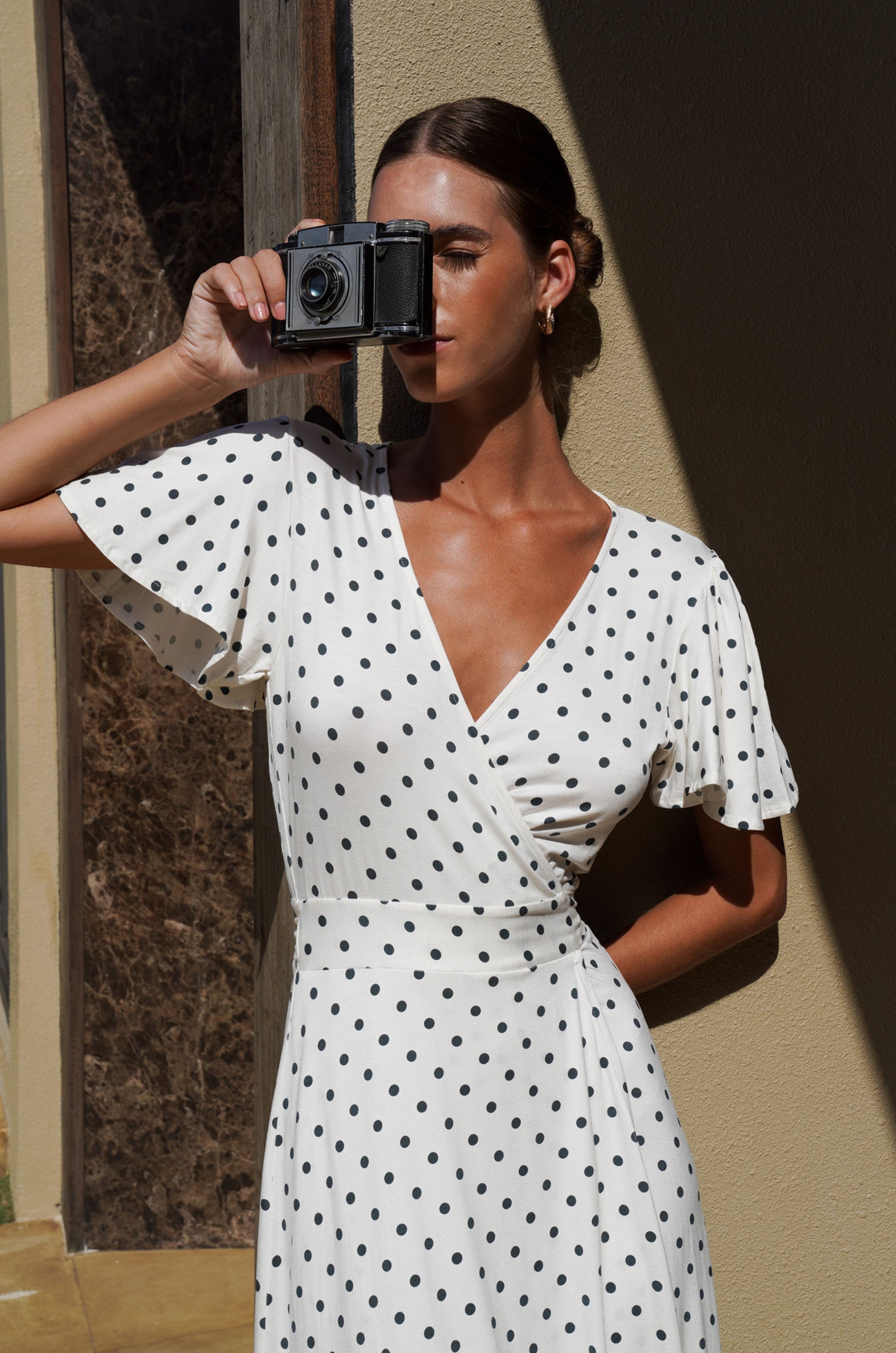 Lucia Midi Wrap Dress | Holiday Polka Dot