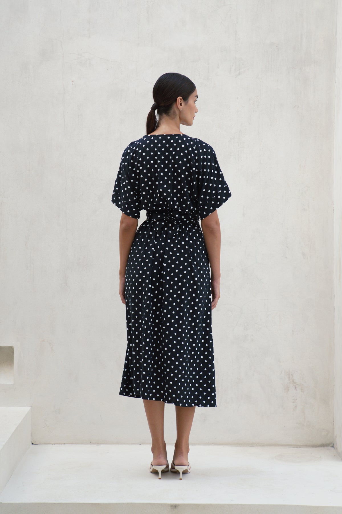 Melody Midi Dress | Midnight Polka Dot