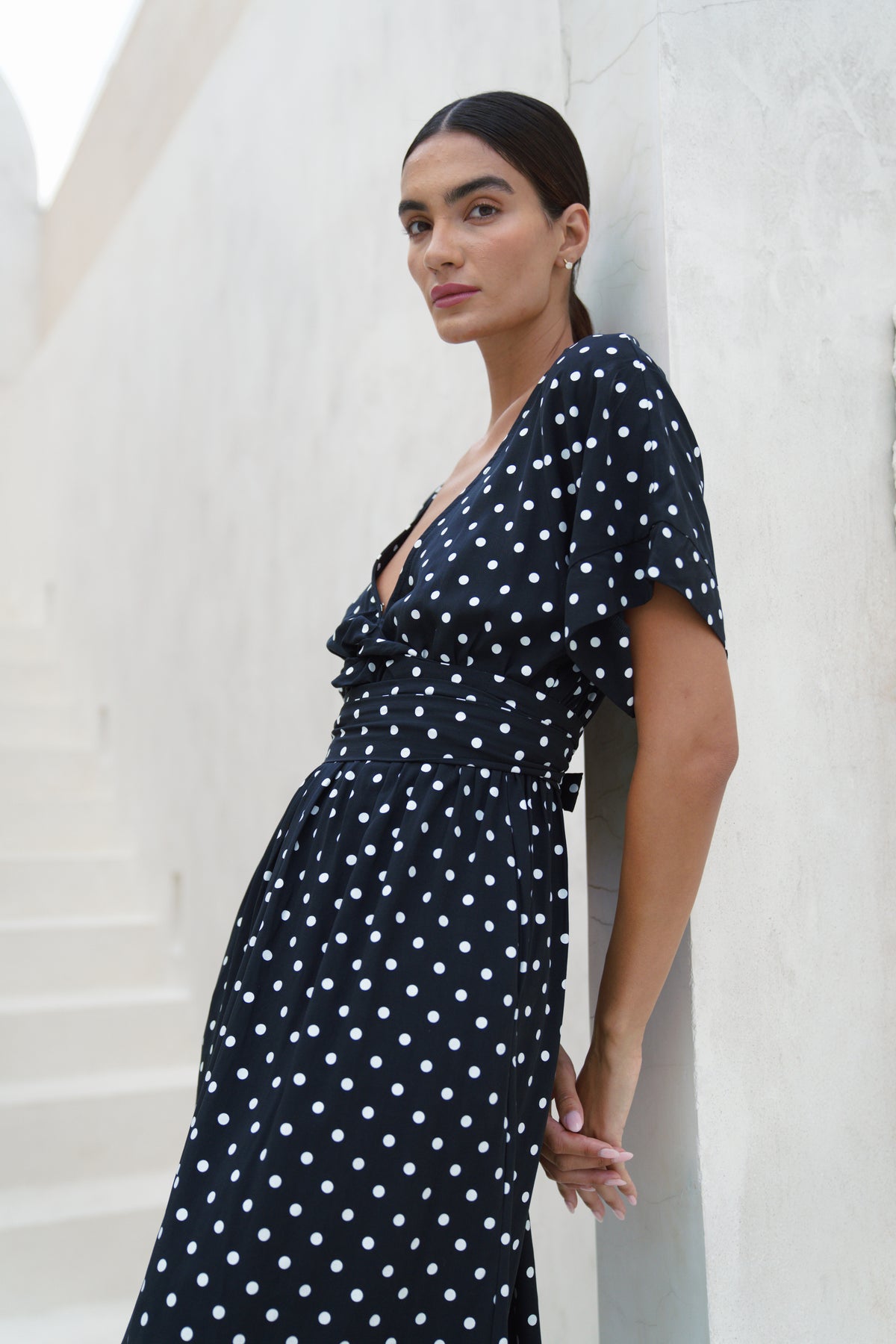 Melody Midi Dress | Midnight Polka Dot