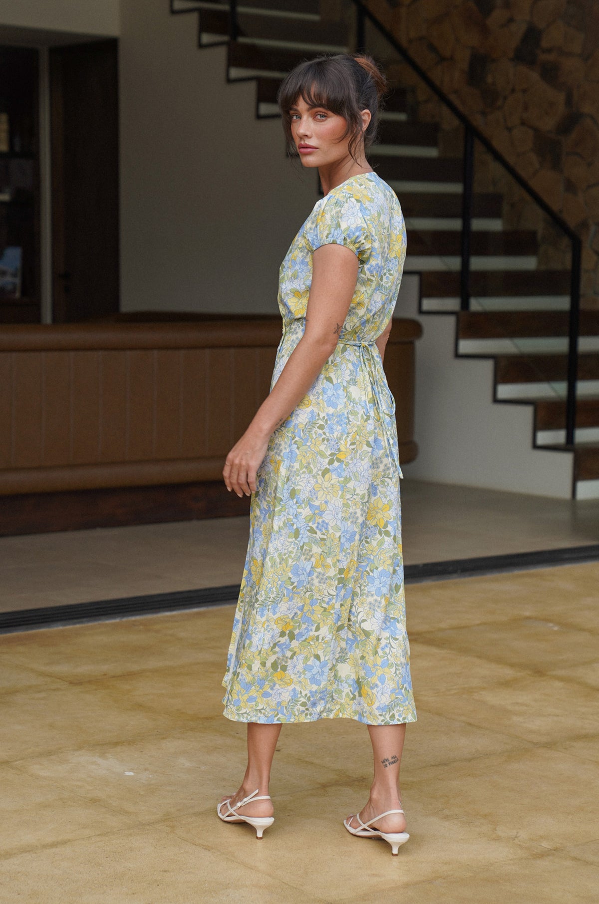 Alaia Midi Wrap Dress | Pastel Blooms