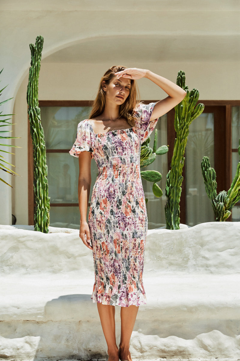 Brigitte Midi Dress | Soiree Floral · Shop online · HAZEL & FOLK