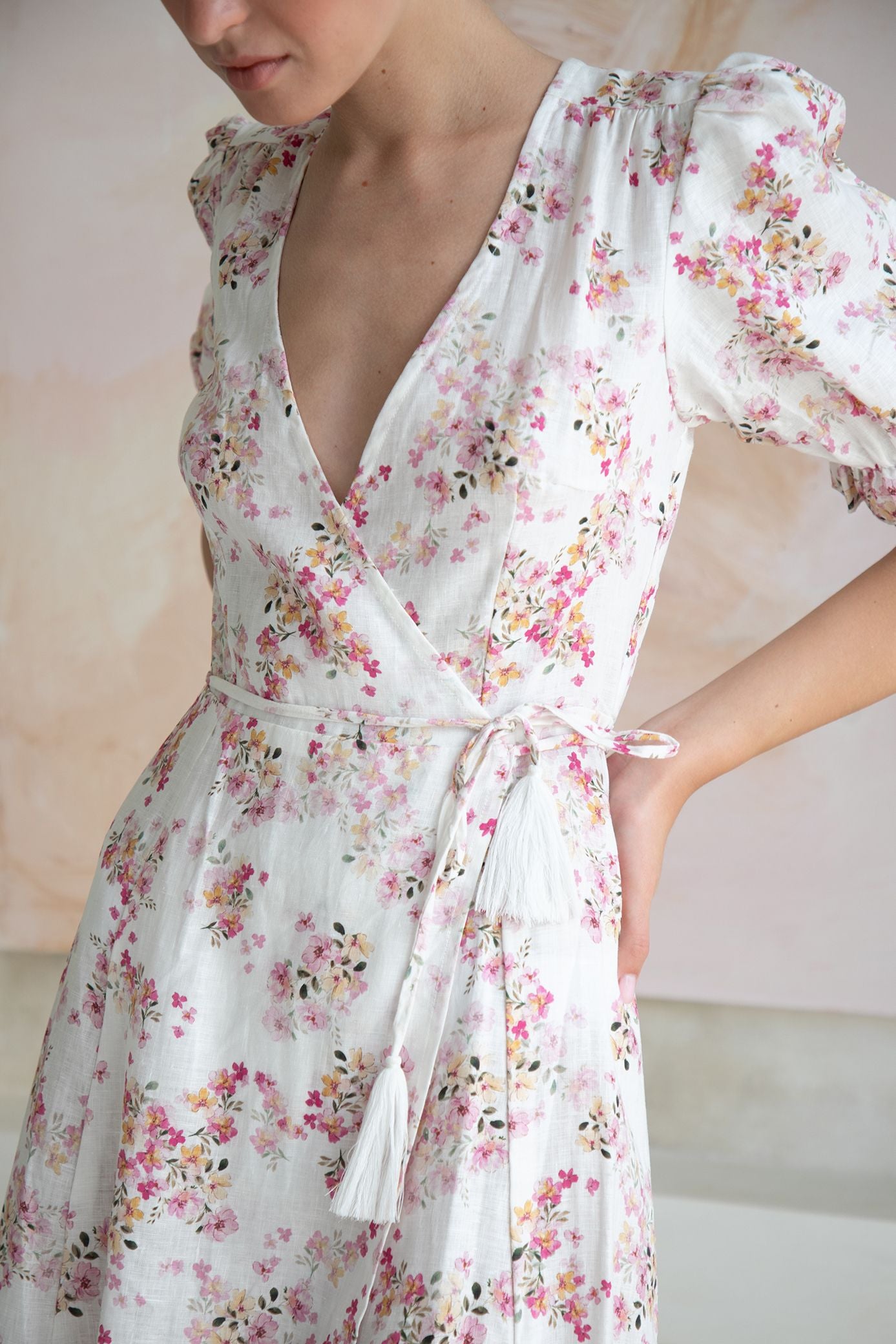Alice Midi Wrap Dress | Meadow Blush